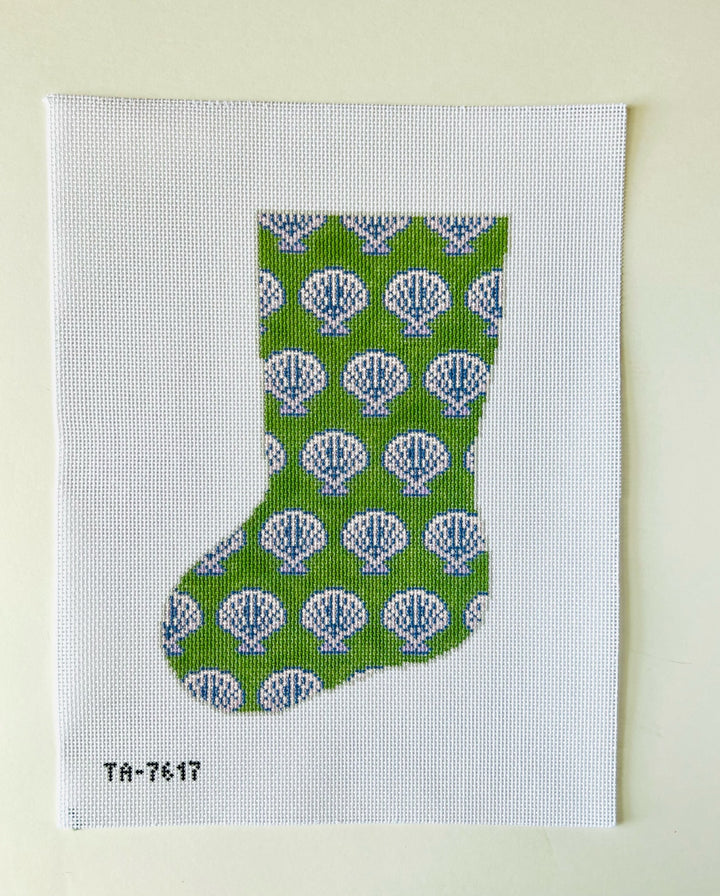 Scallops and Lavender Midsize Stocking Canvas August Trunk Show-Needlepoint Canvas-KCN Designers-The Pepper Pot Barrington, IL
