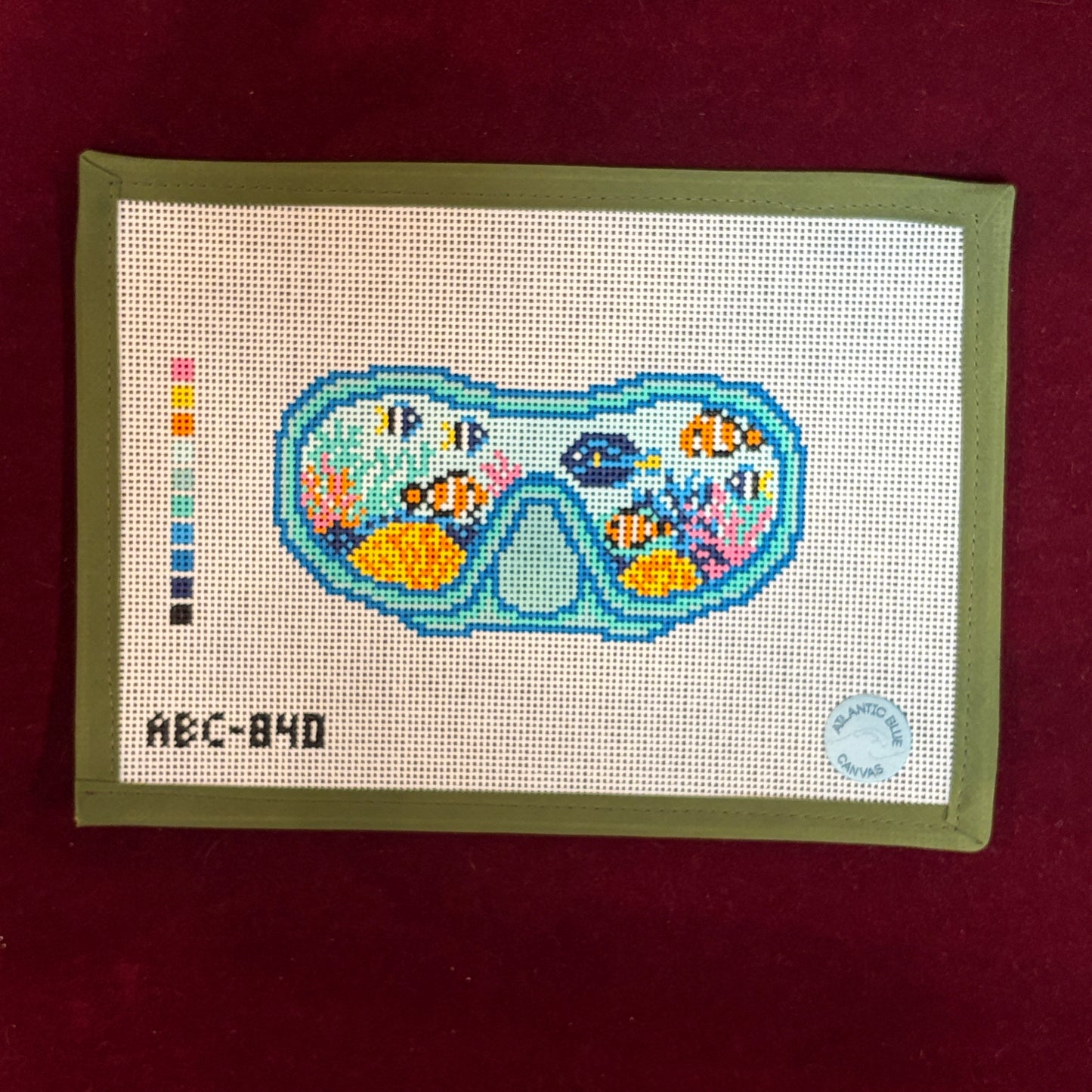 Scuba Mask-Needlepoint Canvas-Atlantic Blue Canvas-The Pepper Pot Barrington, IL