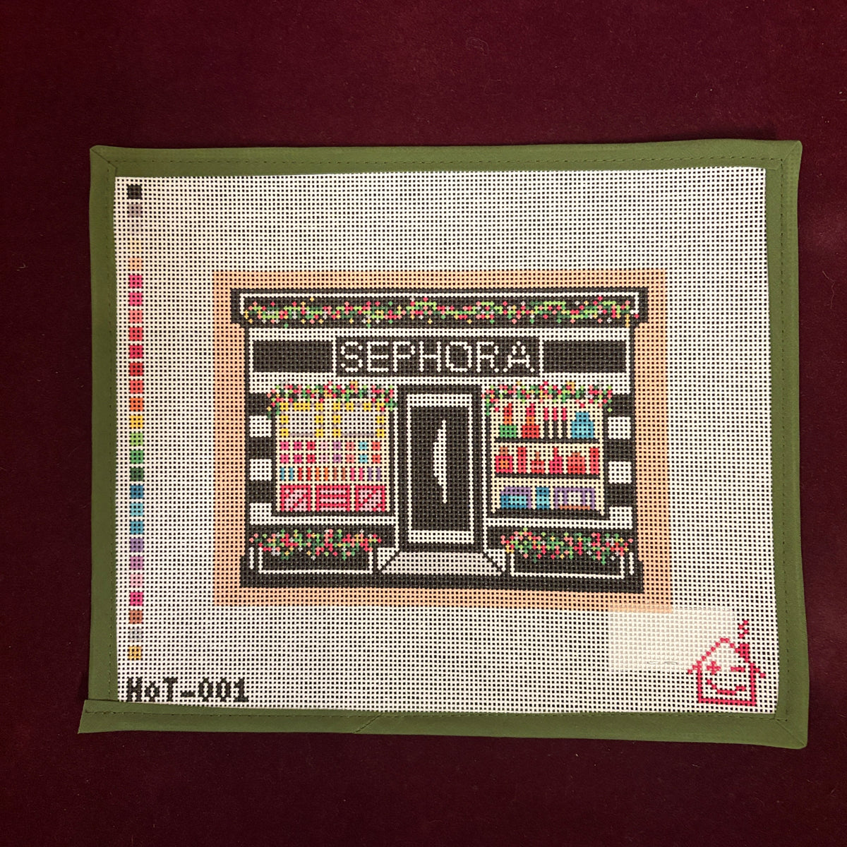 Sephora Holiday Storefront-Needlepoint Canvas-Haus of Toots-The Pepper Pot Barrington, IL