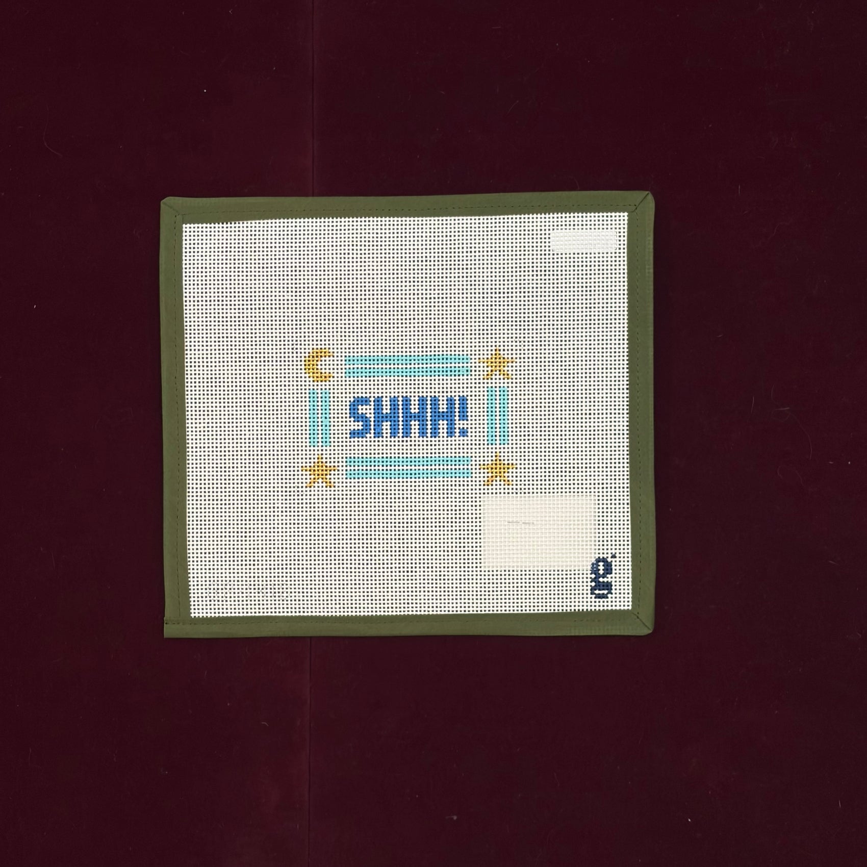 SHHH-Canvas-Goodpoint Needlepoint-Shhh - Blue-The Pepper Pot