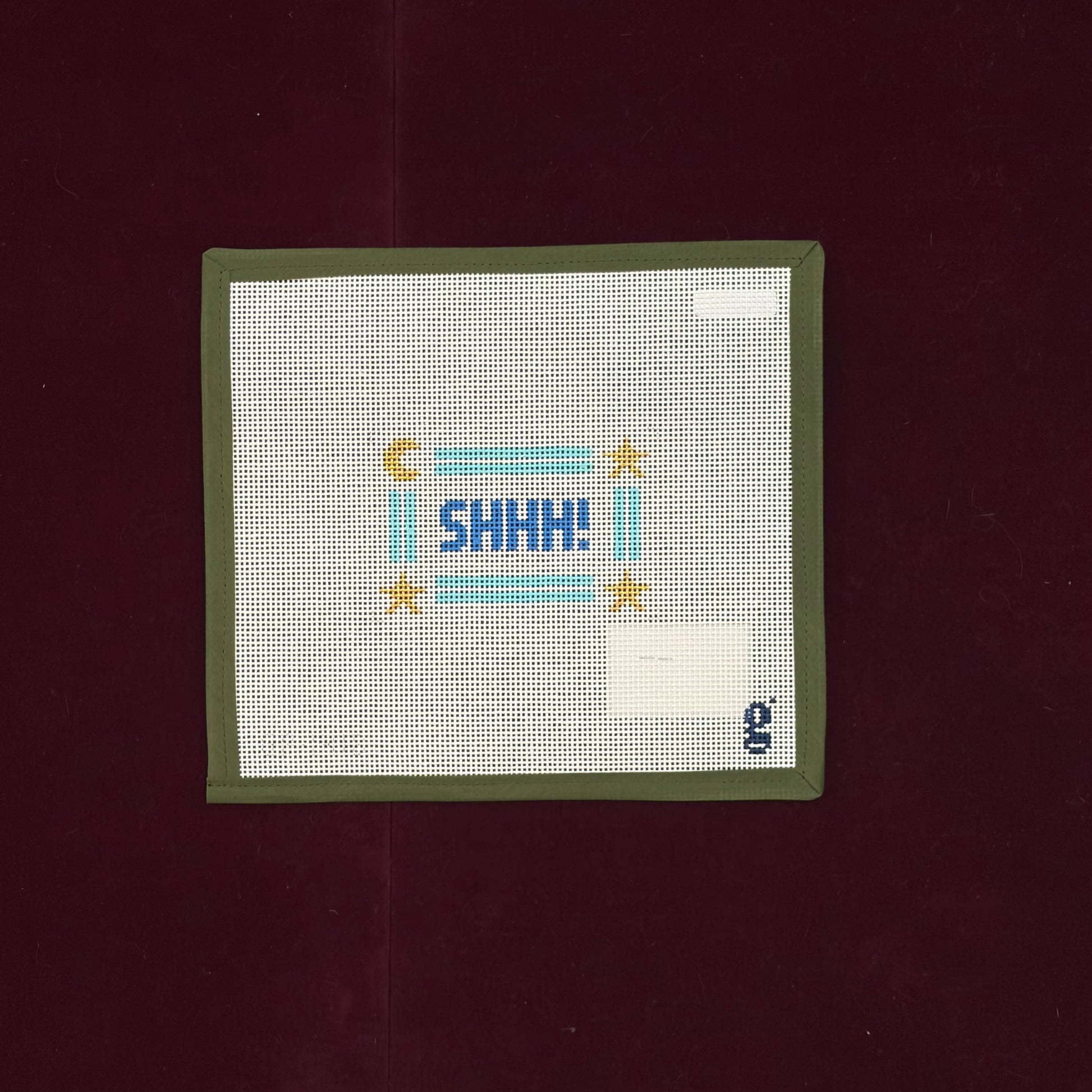 SHHH-Canvas-Goodpoint Needlepoint-Shhh - Blue-The Pepper Pot
