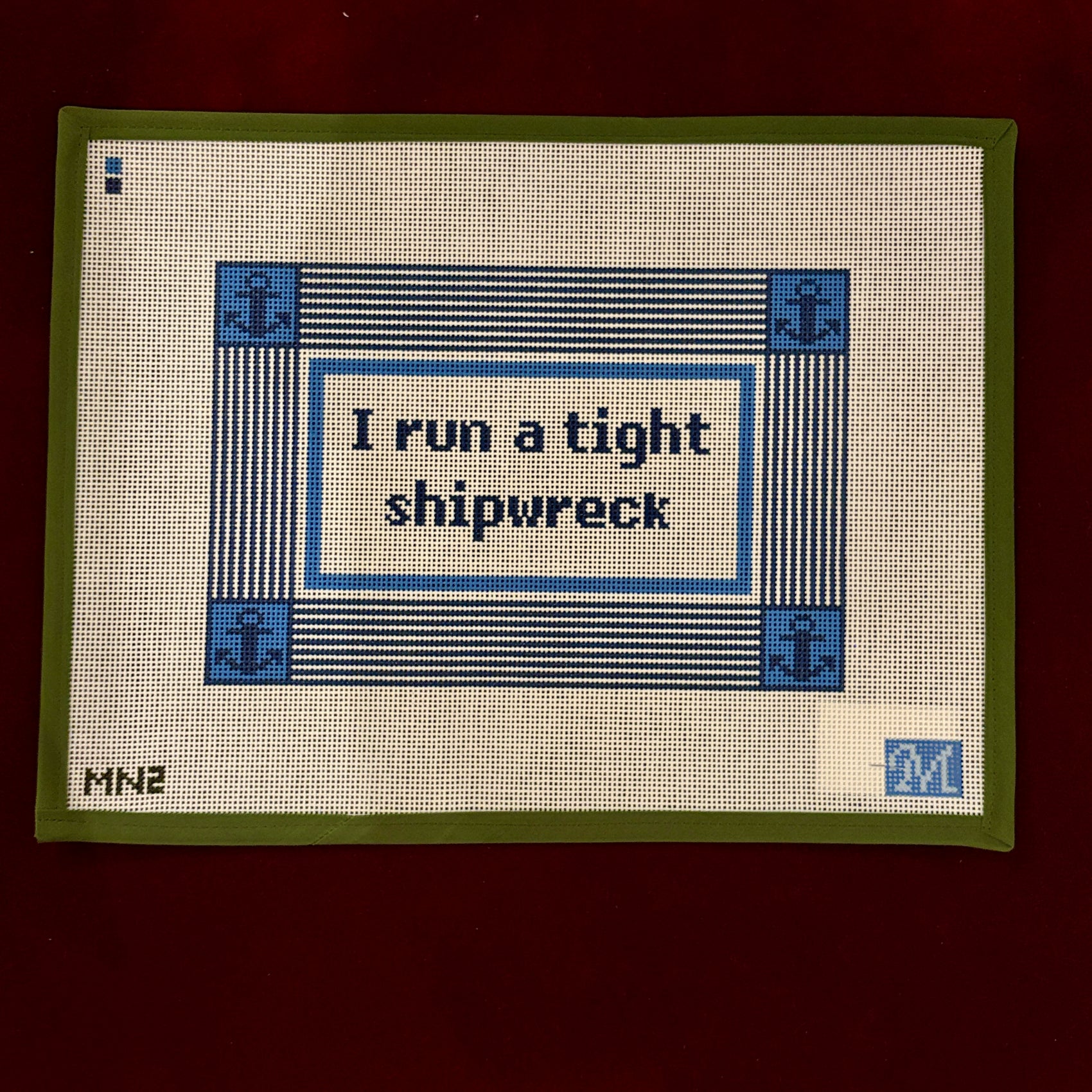 Shipwreck Blue-Needlepoint Canvas-Maura Nolan-The Pepper Pot Barrington, IL