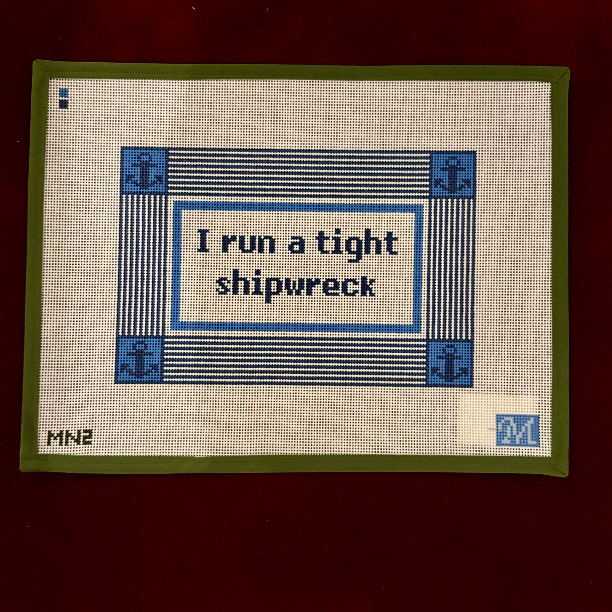 Shipwreck Blue-Needlepoint Canvas-Maura Nolan-The Pepper Pot Barrington, IL