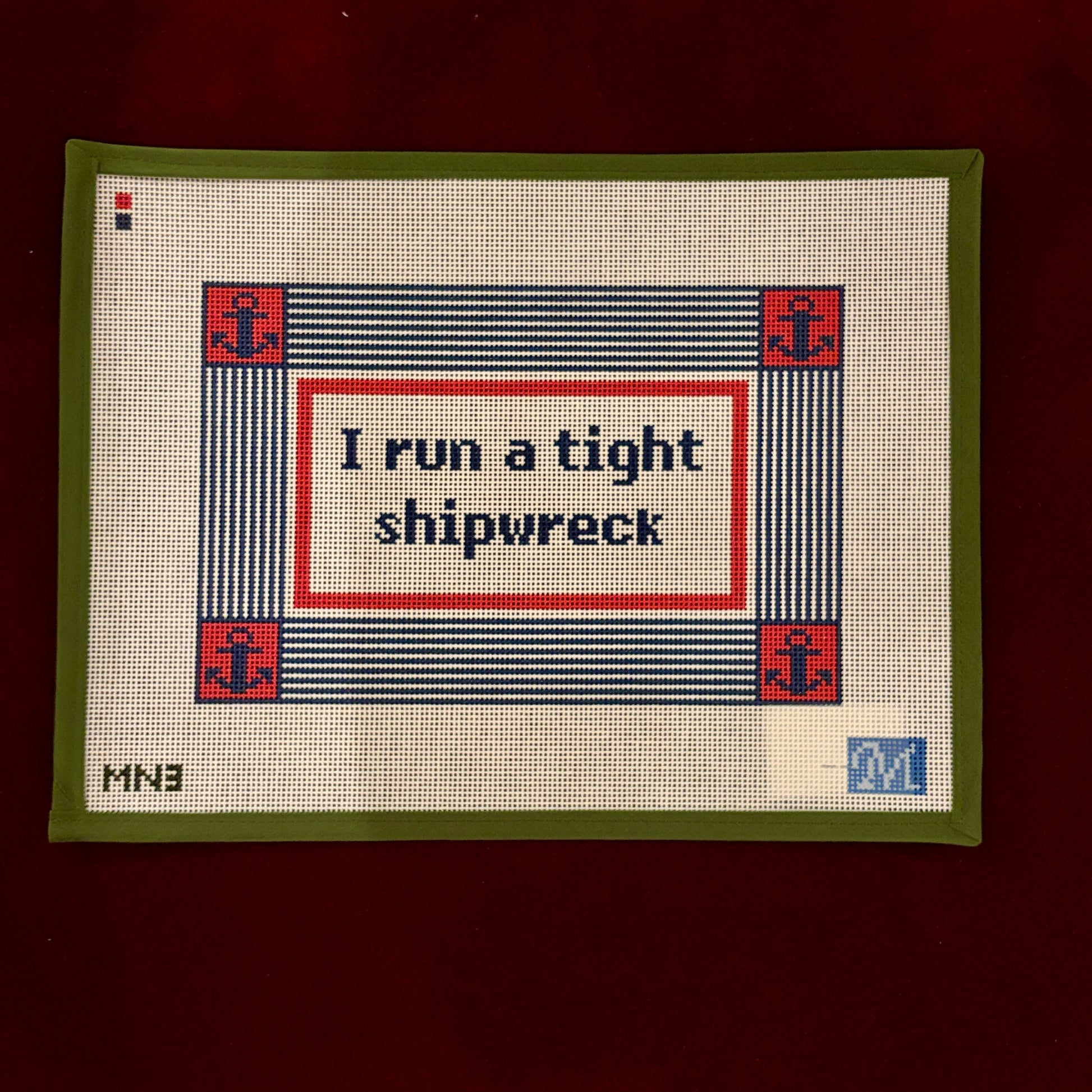 Shipwreck Red-Needlepoint Canvas-Maura Nolan-The Pepper Pot Barrington, IL