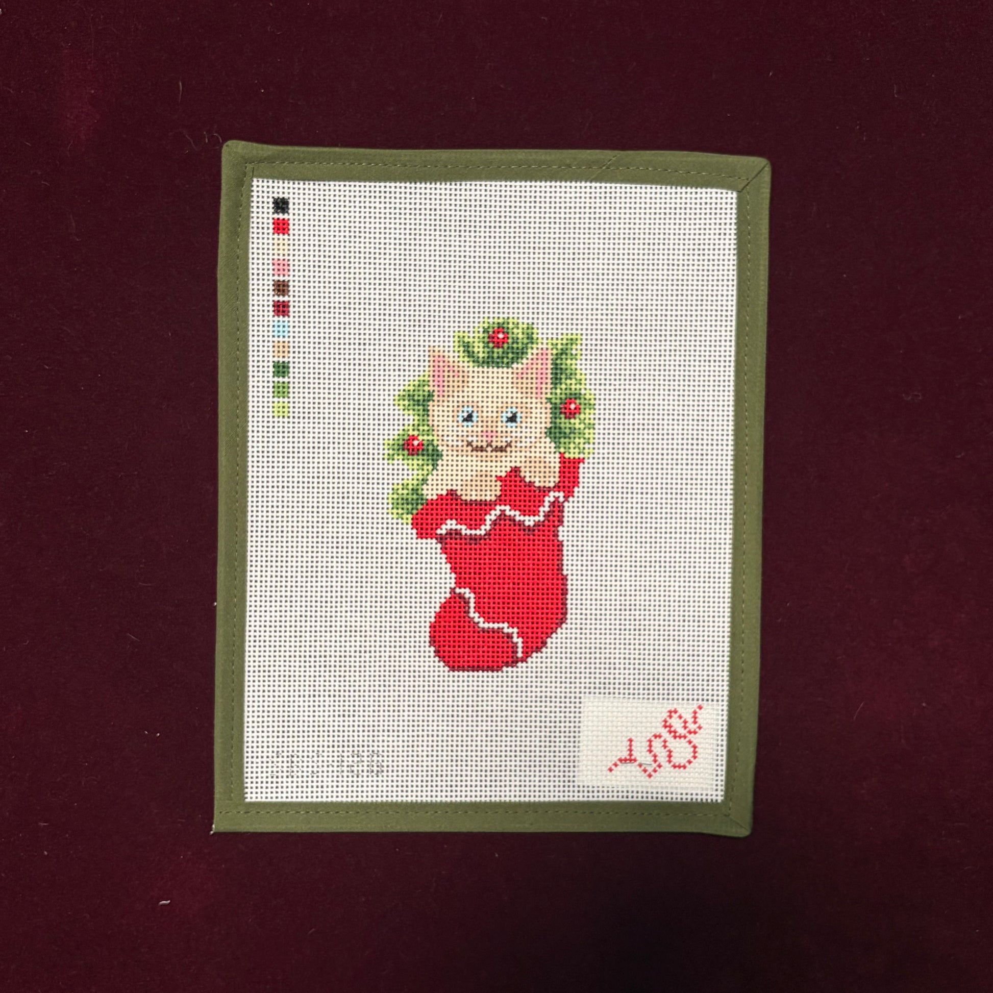 Siamese Kitten in Stocking-Canvas-Spellbound Stitchery-The Pepper Pot