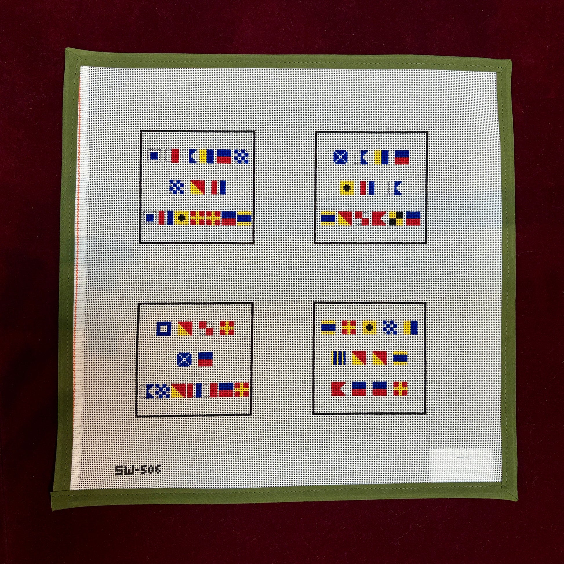 Signal Flag Coasters-Needlepoint Canvas-Corn & Cod Designs-The Pepper Pot Barrington, IL