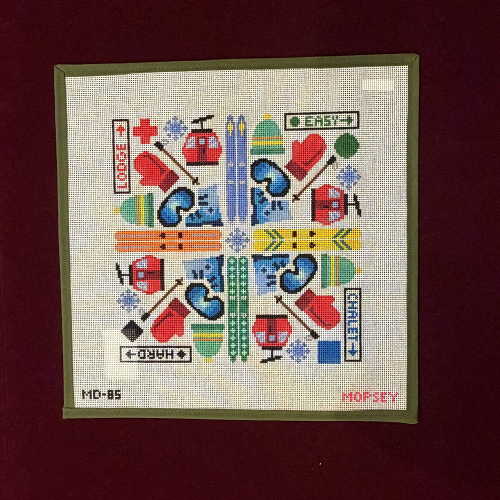 Ski Mandala -Needlepoint Canvas-Mopsey Designs-The Pepper Pot Barrington, IL