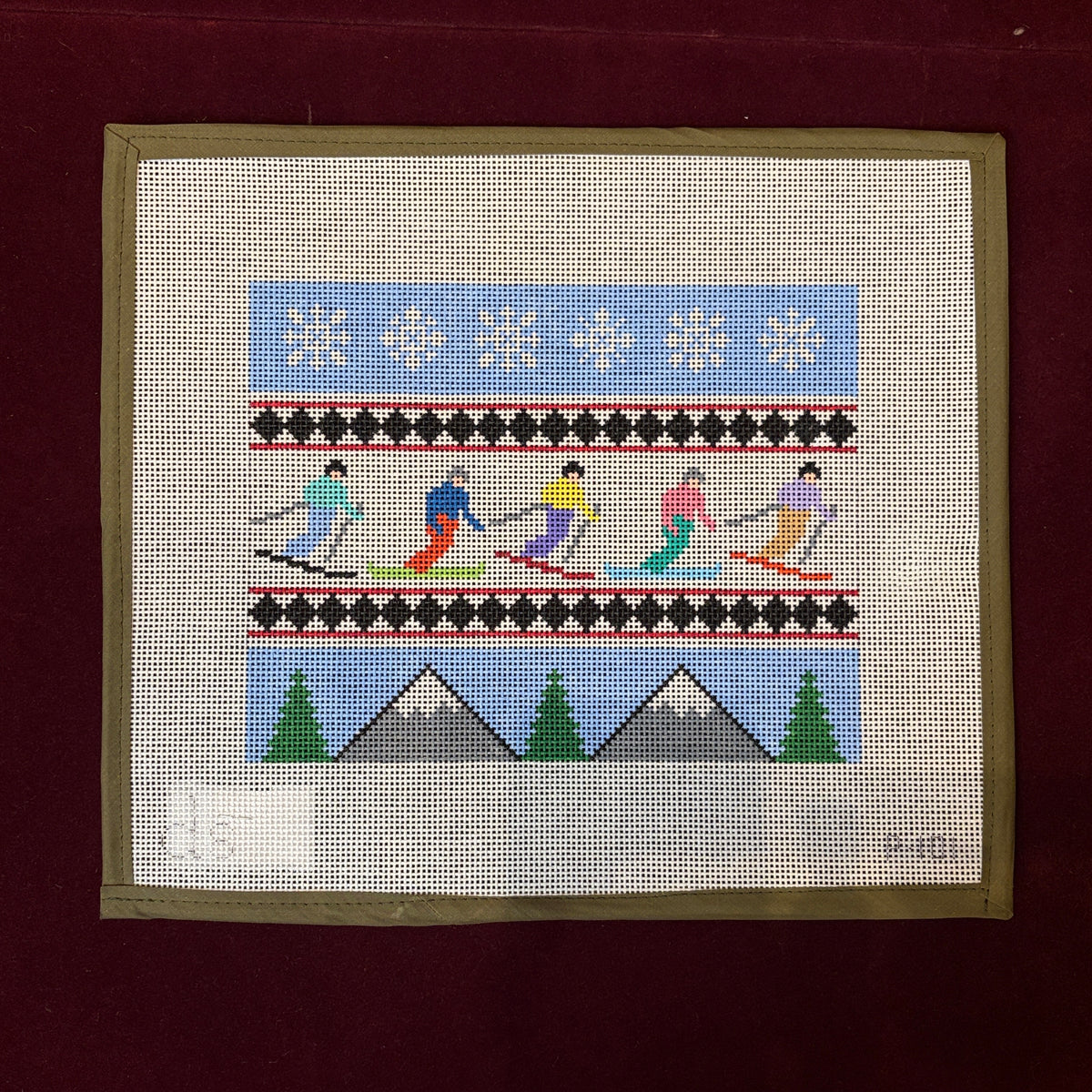 Skier/Snowboarder Pillow-Needlepoint Canvas-Doolittle Stitchery-The Pepper Pot Barrington, IL