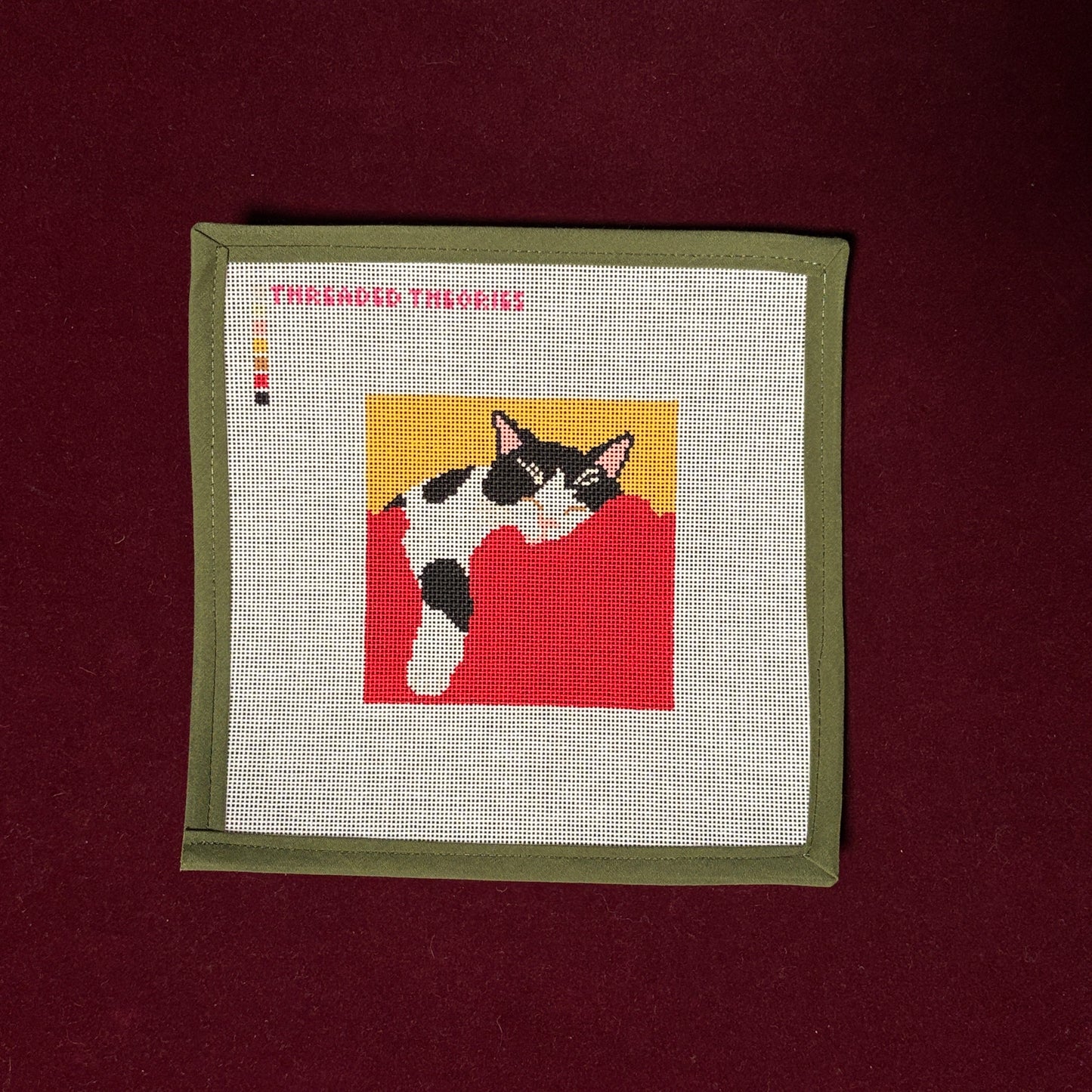 Sleeping Cat-Needlepoint Canvas-Threaded Theories-The Pepper Pot Barrington, IL