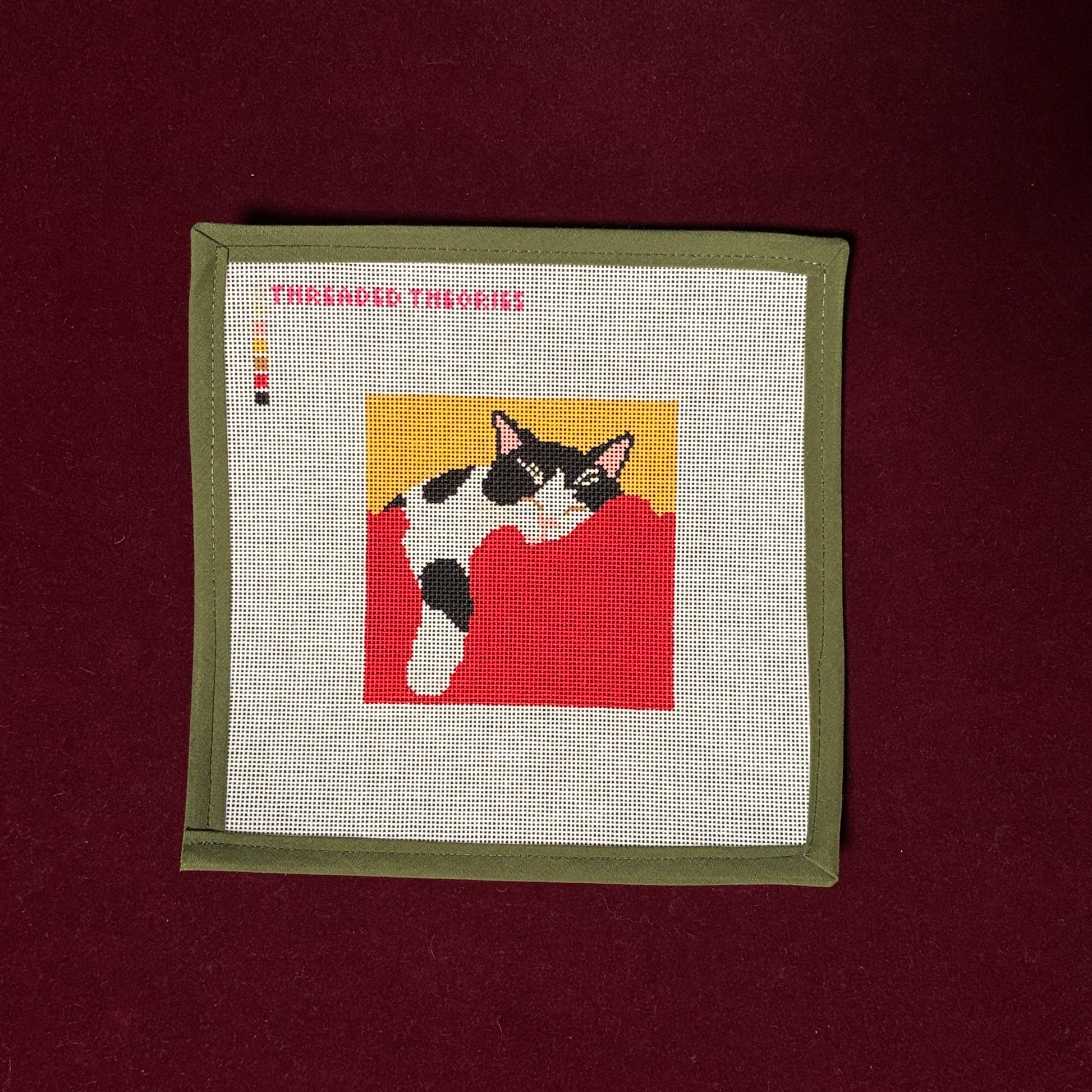 Sleeping Cat-Needlepoint Canvas-Threaded Theories-The Pepper Pot Barrington, IL