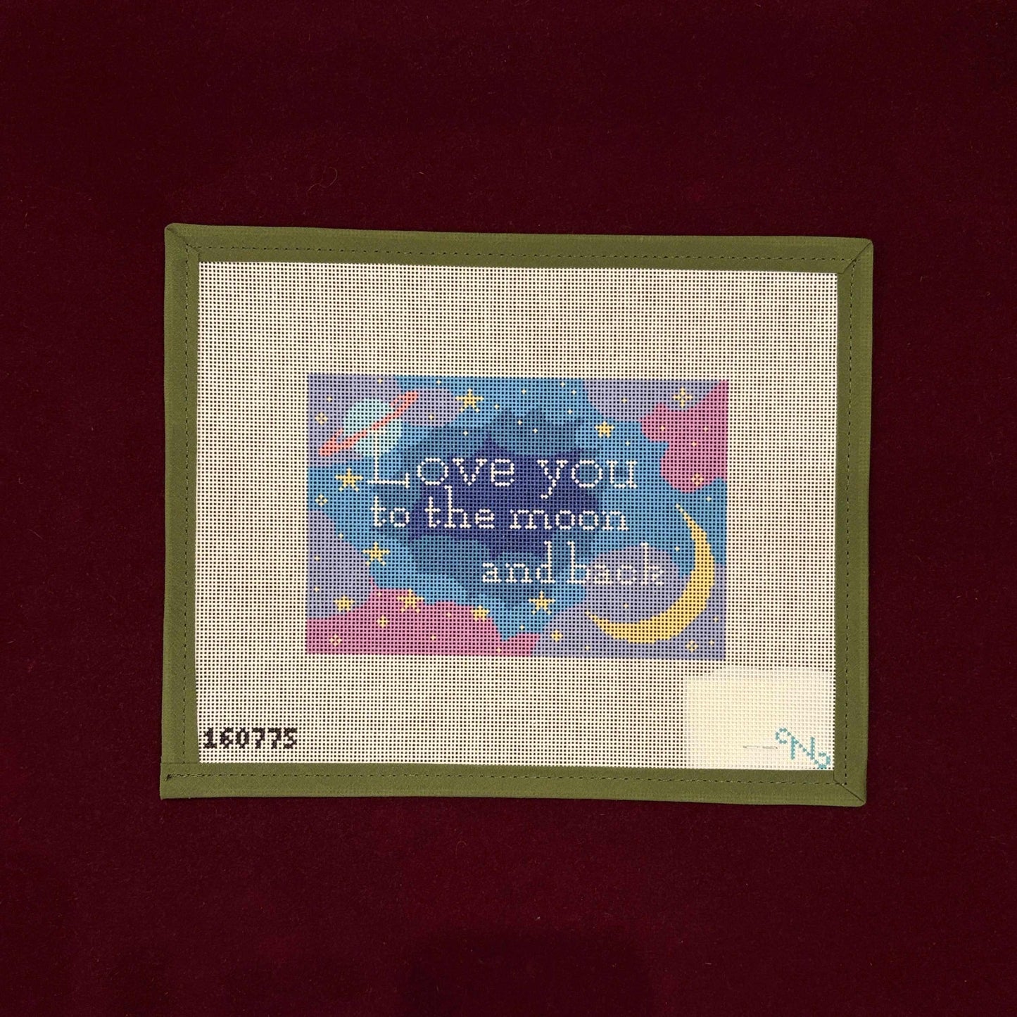 Sleepy Moon Door Hang-Needlepoint Canvas-Needlepaint-The Pepper Pot Barrington, IL