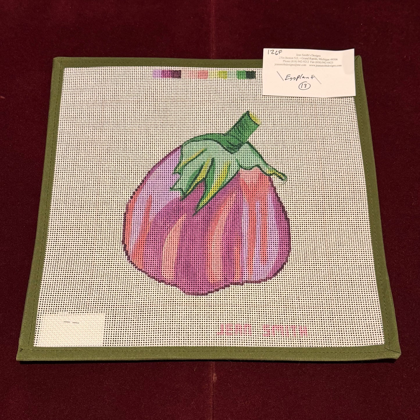 Small Eggplant-Needlepoint Canvas-Jean Smith-The Pepper Pot Barrington, IL