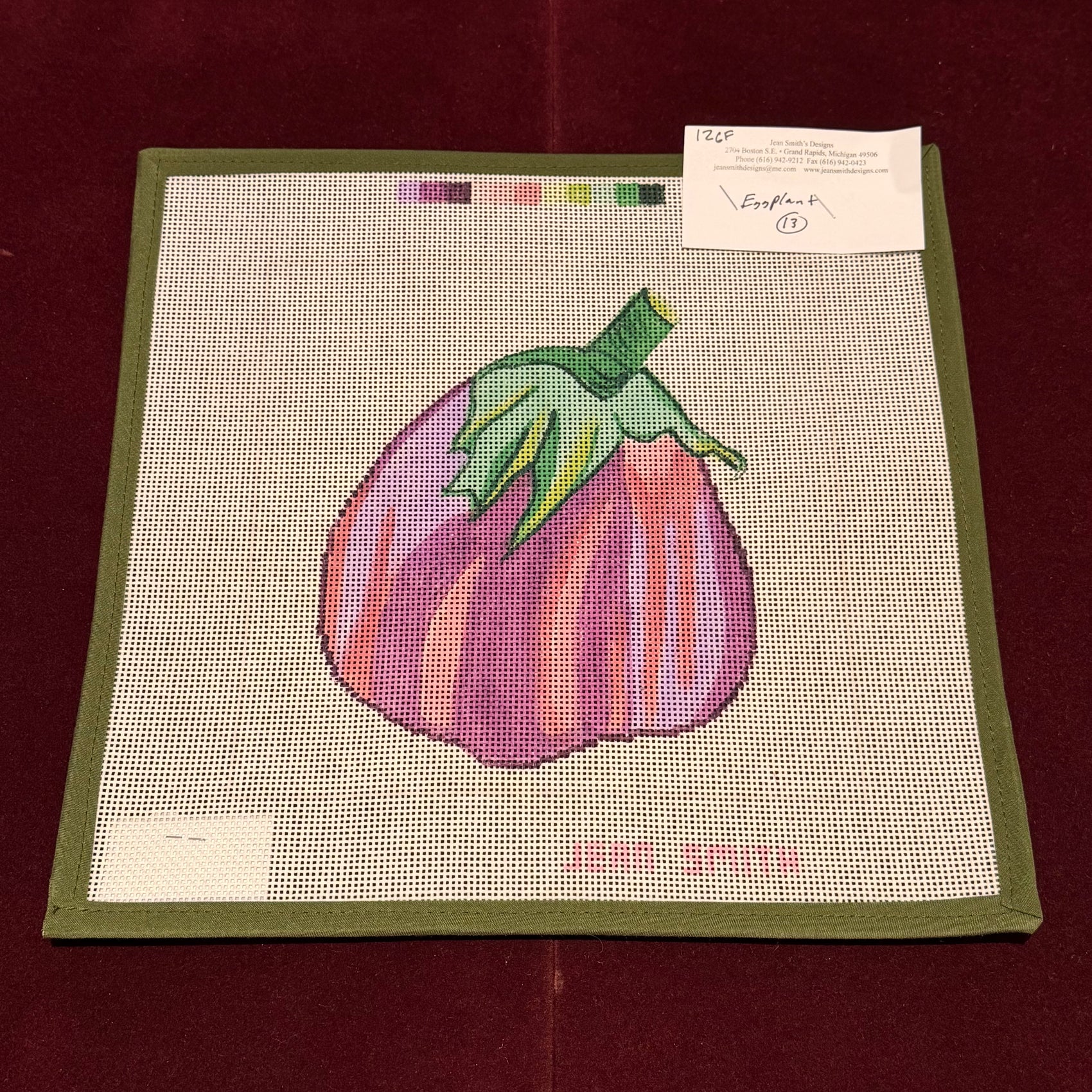 Small Eggplant-Needlepoint Canvas-Jean Smith-The Pepper Pot Barrington, IL