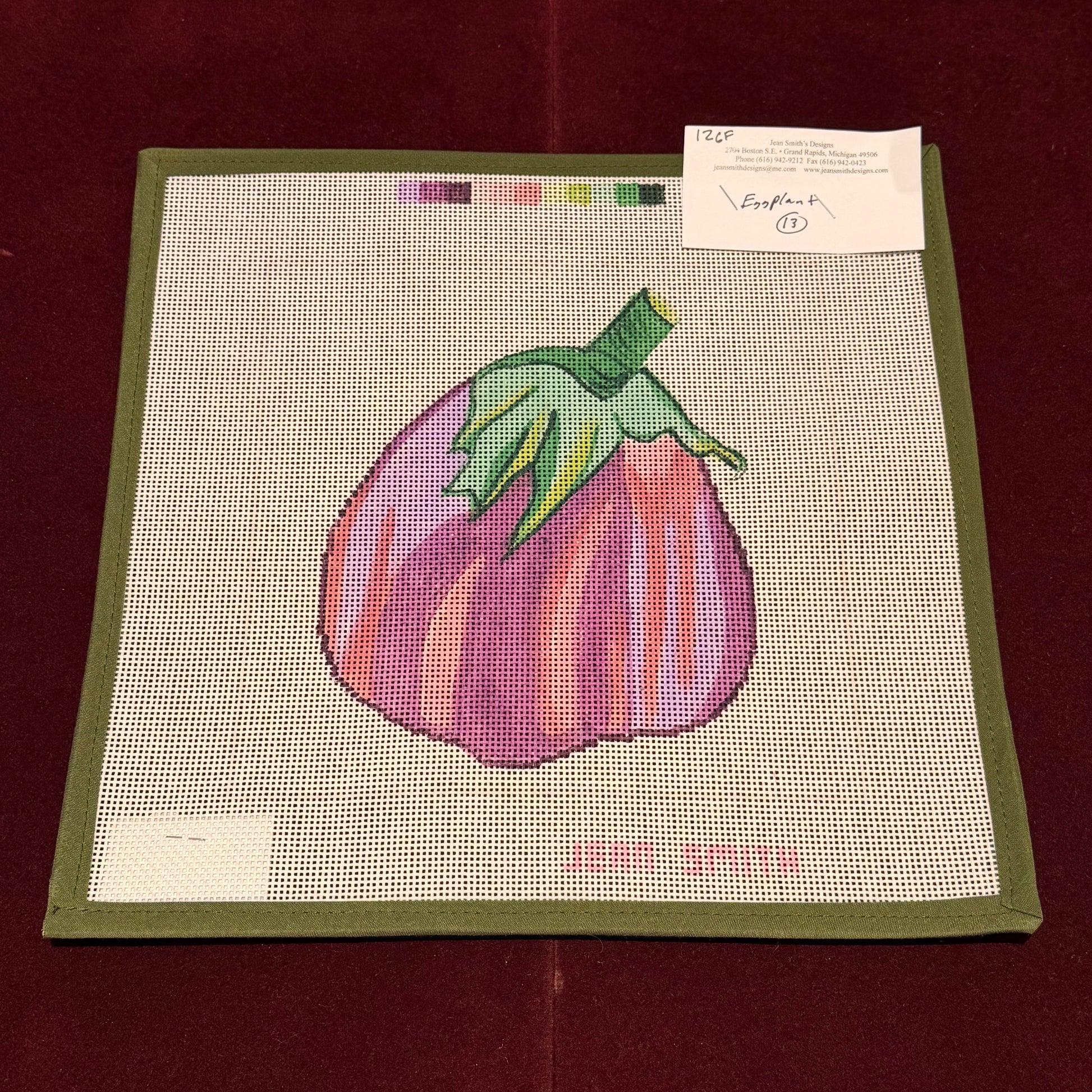 Small Eggplant-Needlepoint Canvas-Jean Smith-The Pepper Pot Barrington, IL