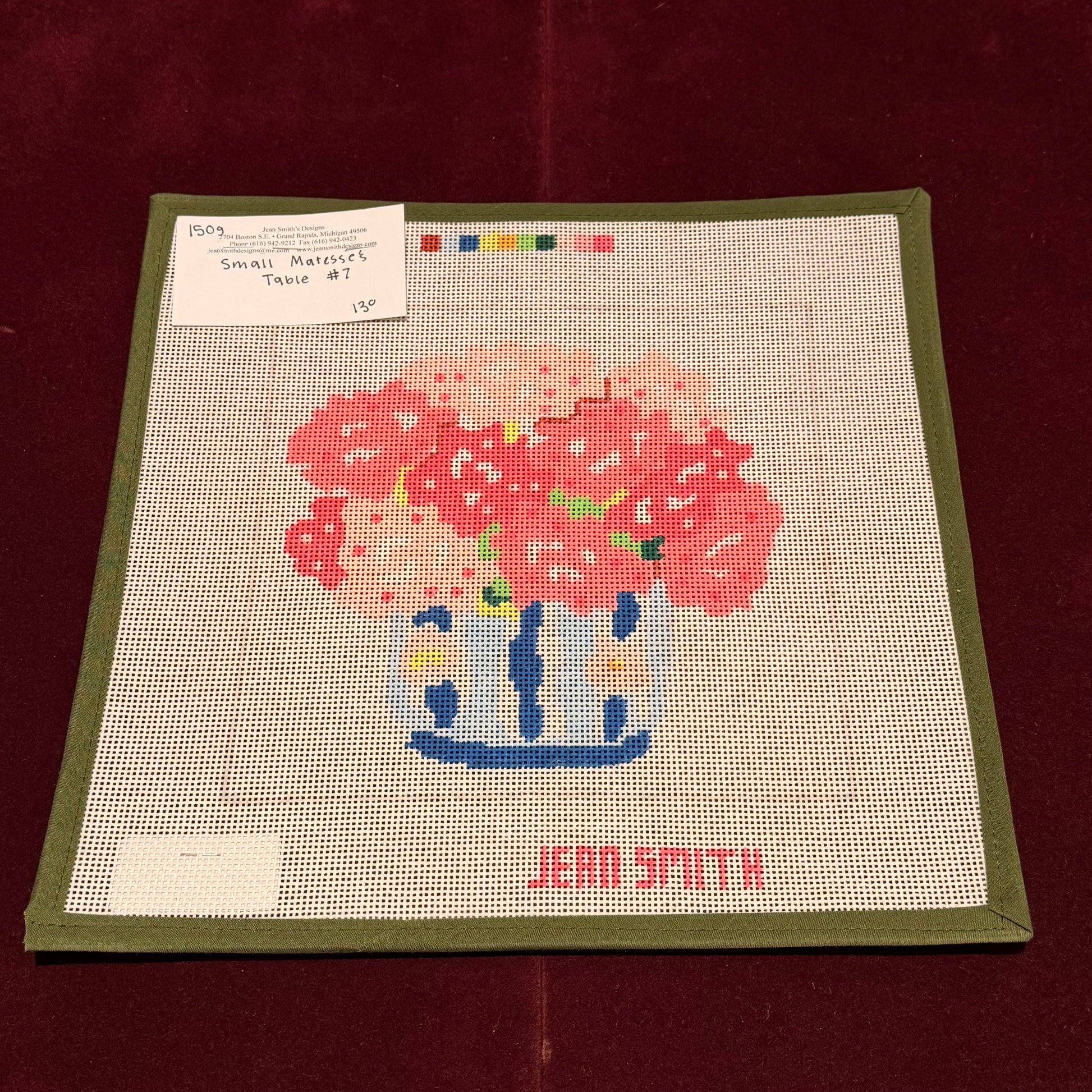 Small Matesse's Table #7-Needlepoint Canvas-Jean Smith-The Pepper Pot Barrington, IL