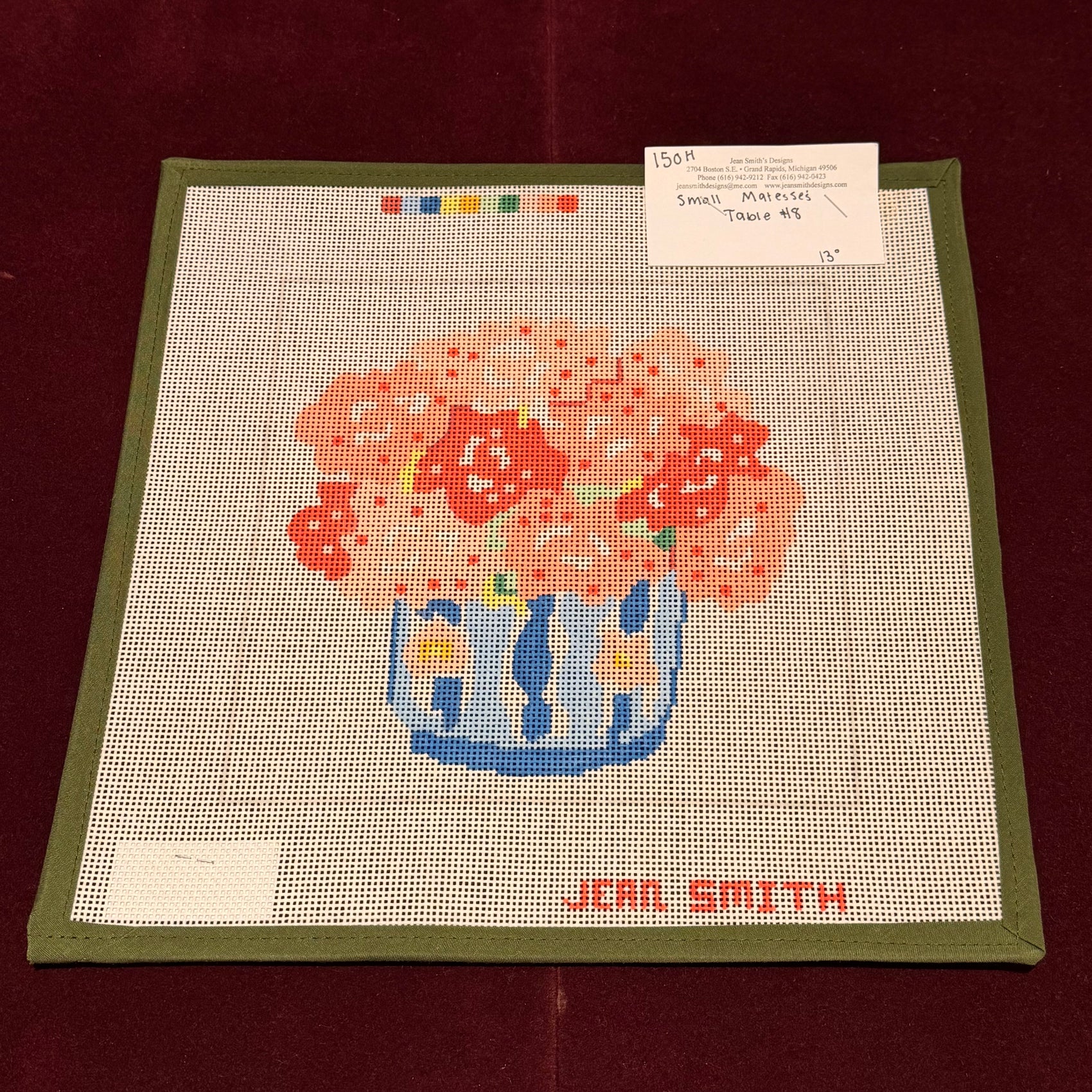 Small Matesse's Table #8-Needlepoint Canvas-Jean Smith-The Pepper Pot Barrington, IL