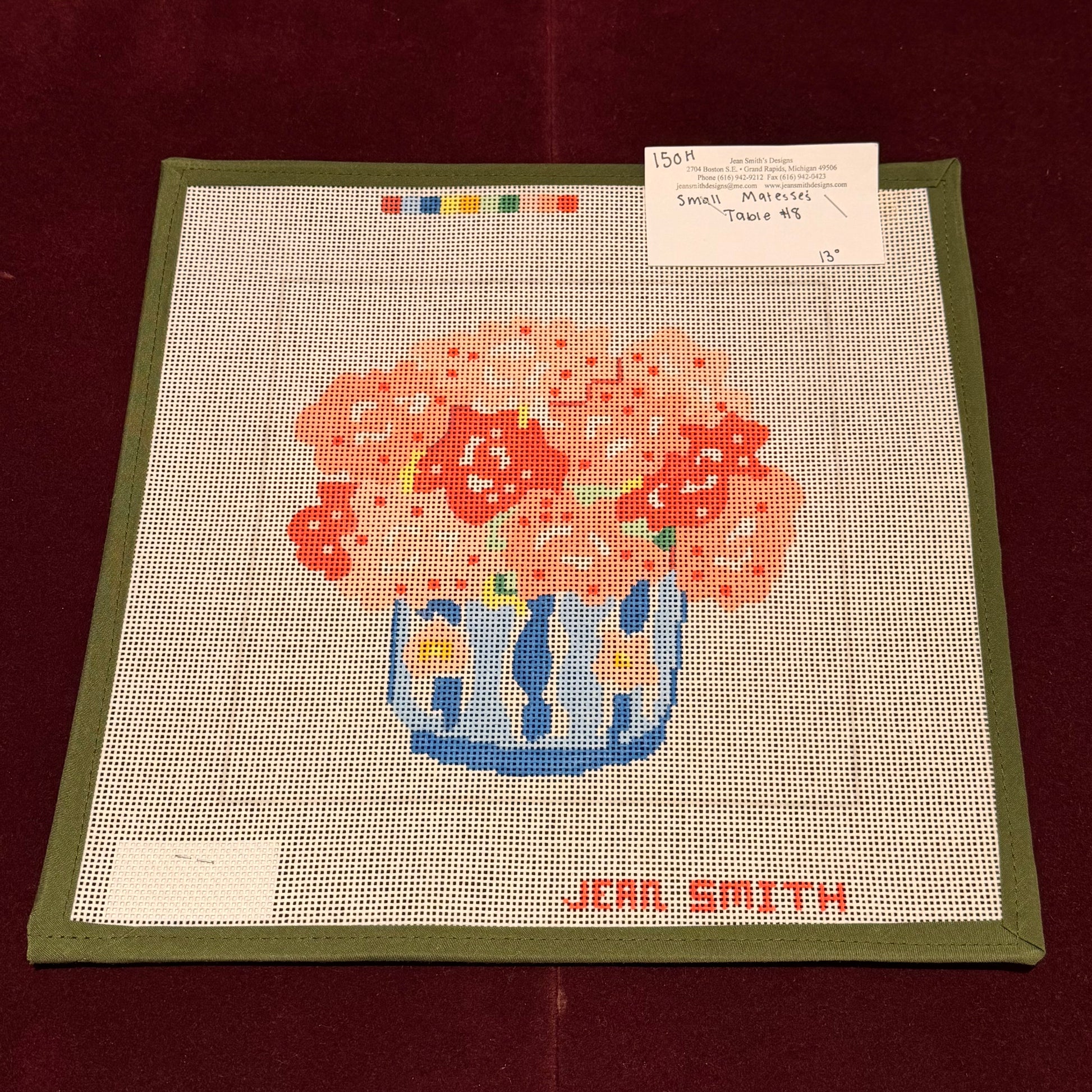 Small Matesse's Table #8-Needlepoint Canvas-Jean Smith-The Pepper Pot Barrington, IL