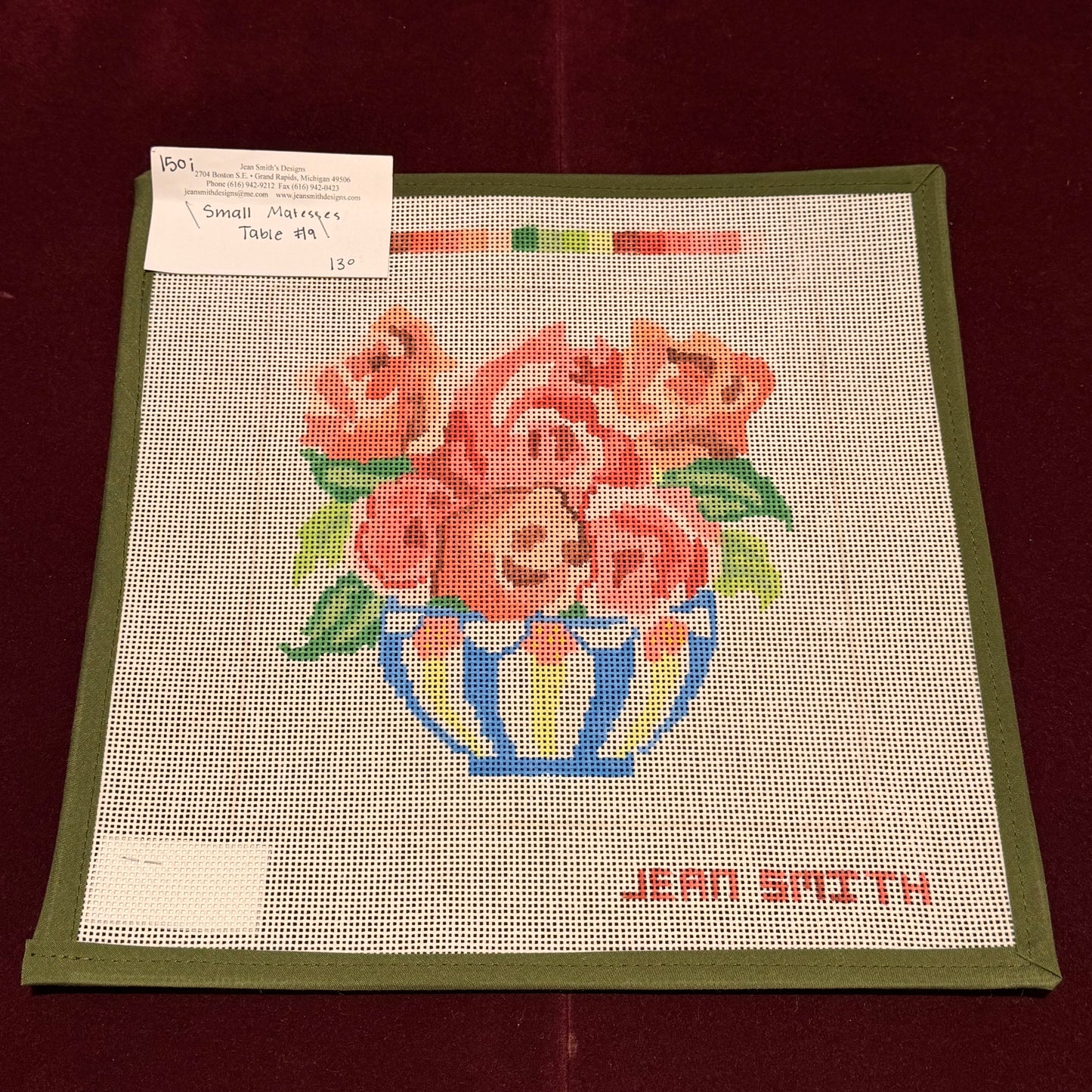 Small Matesse's Table #9-Needlepoint Canvas-Jean Smith-The Pepper Pot Barrington, IL