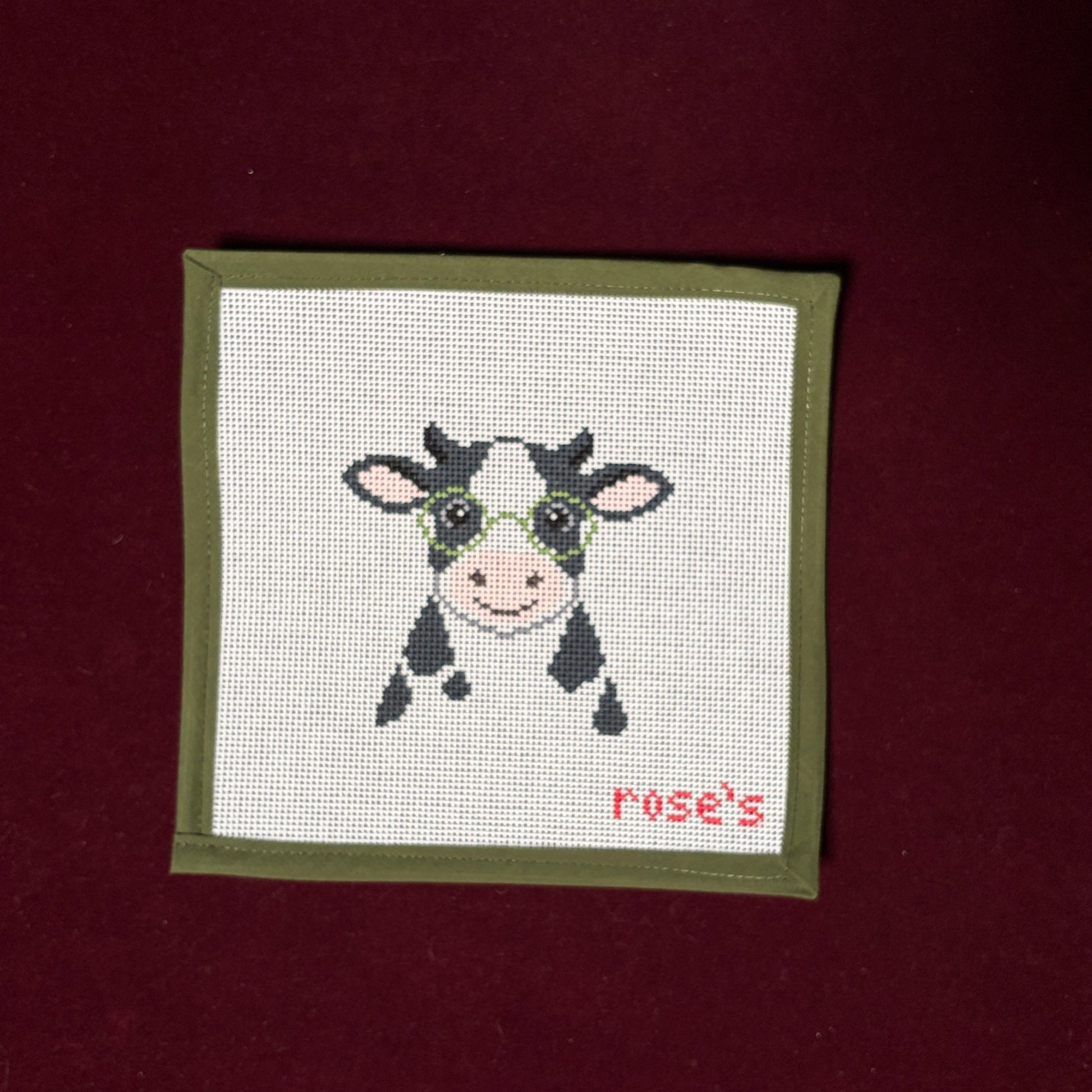 Smarty Cow-Needlepoint Canvas-Rose's Needlepoint Shop-The Pepper Pot Barrington, IL
