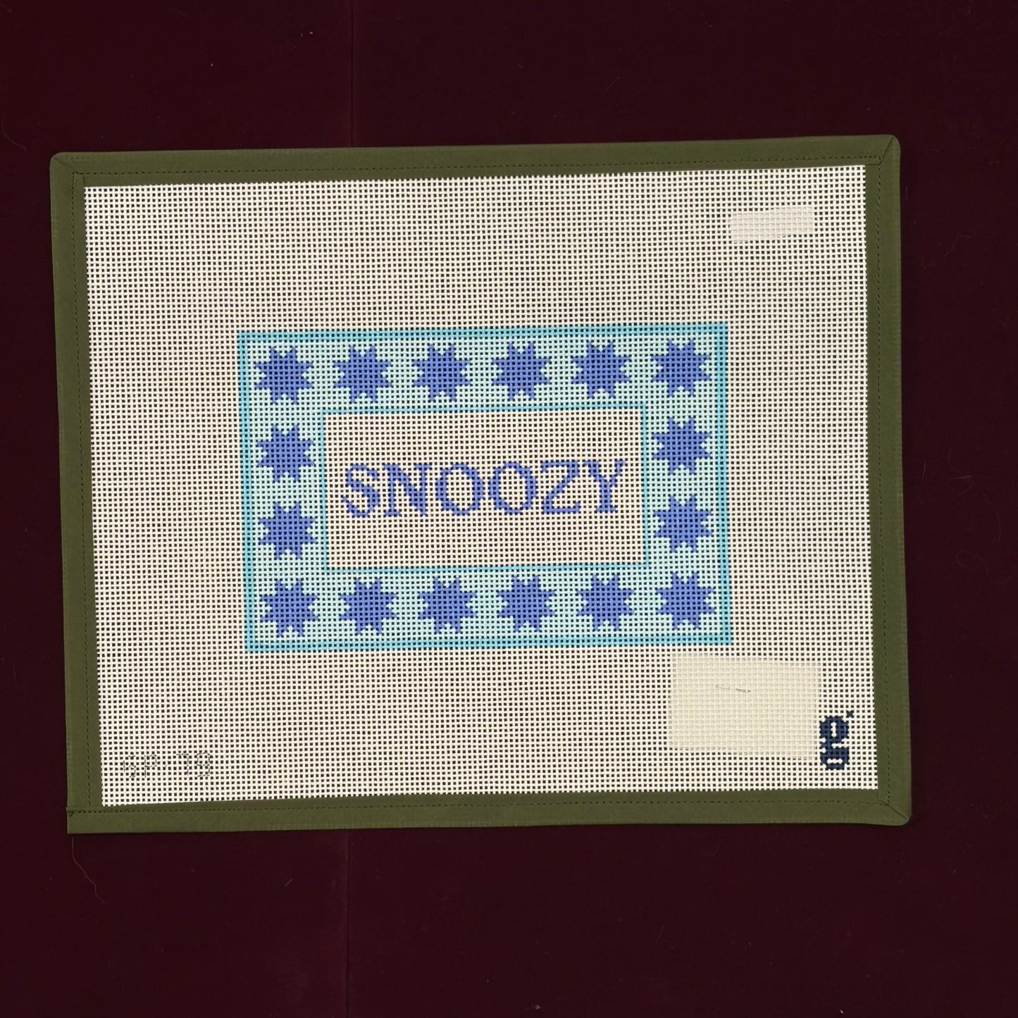 Snoozy Sign Blue-Canvas-Goodpoint Needlepoint-The Pepper Pot