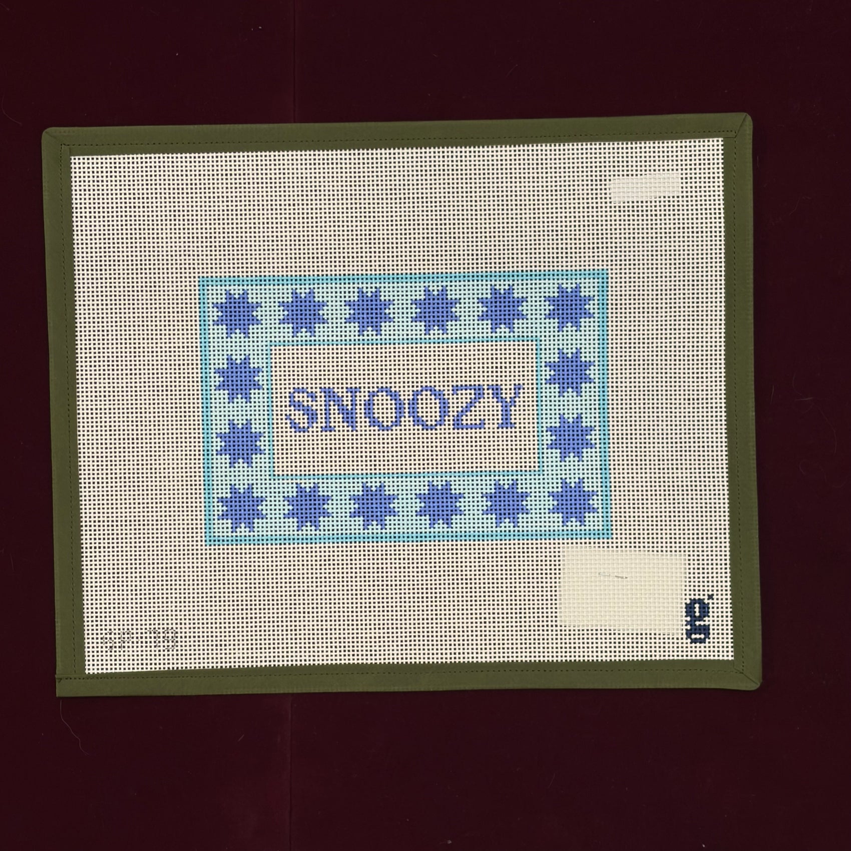 Snoozy Sign Blue-Canvas-Goodpoint Needlepoint-The Pepper Pot
