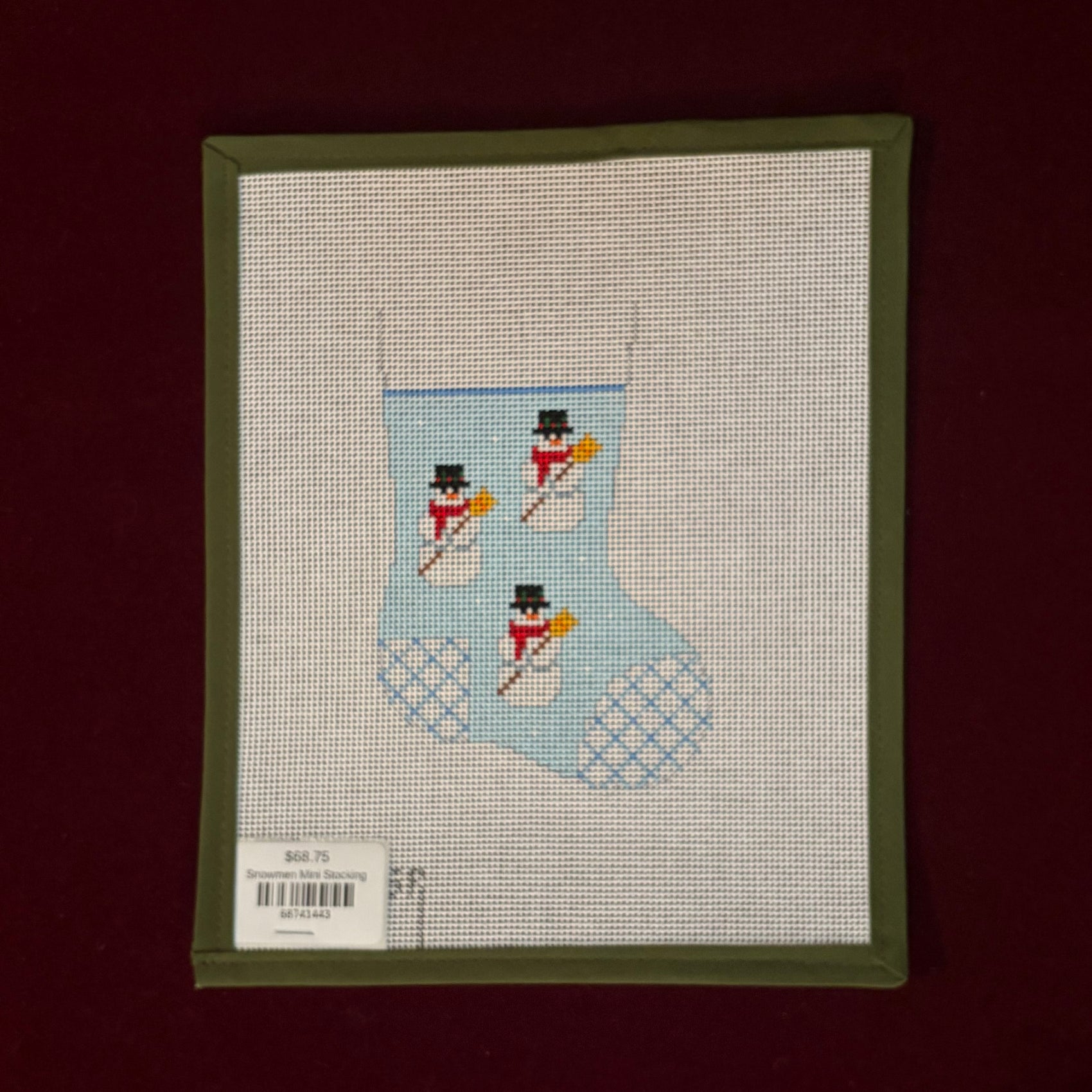 Snowmen Mini Stocking-Canvas-Susan Roberts-The Pepper Pot