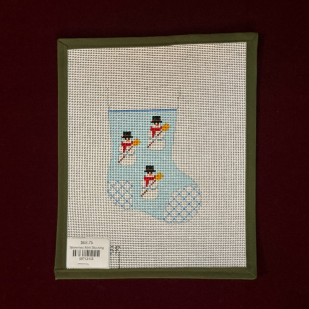 Snowmen Mini Stocking-Needlepoint Canvas-Susan Roberts-The Pepper Pot Barrington, IL