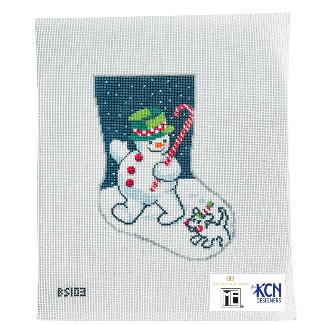 Snowmen Ornament Sized Bauble Stocking Canvas August Trunk Show-Needlepoint Canvas-KCN Designers-The Pepper Pot Barrington, IL
