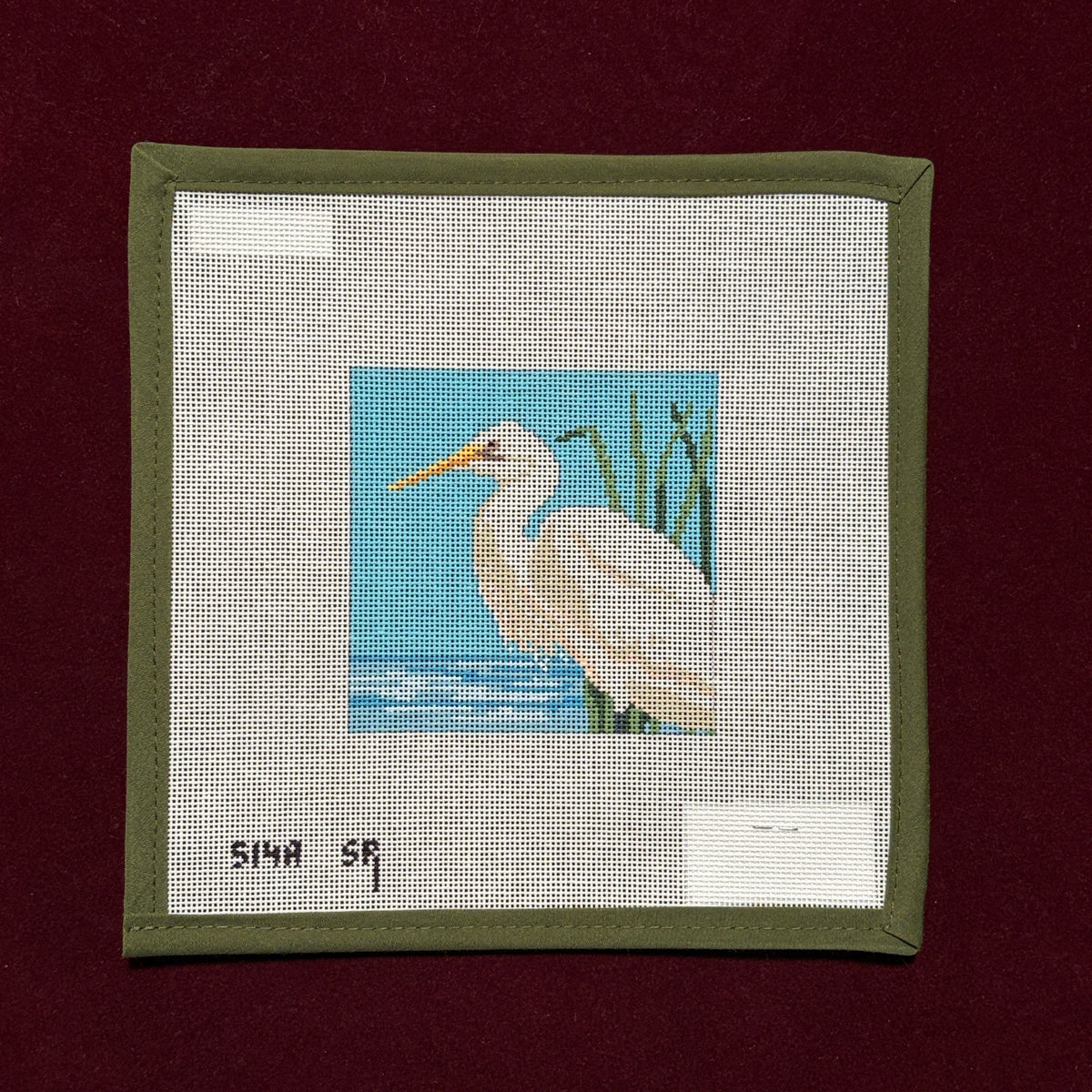 Snowy Egret-Needlepoint Canvas-Susan Roberts Needlepoint-The Pepper Pot Barrington, IL