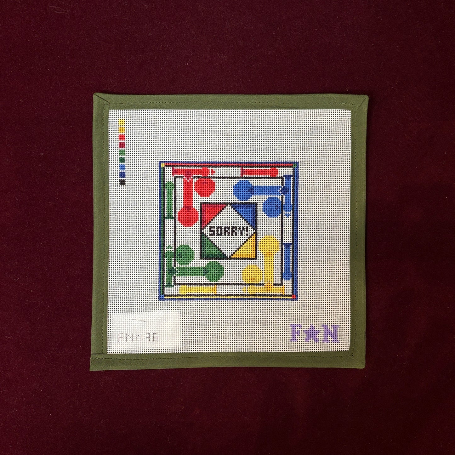 Sorry! Mini Game Board-Needlepoint Canvas-Friday Night Needlepoint-The Pepper Pot Barrington, IL