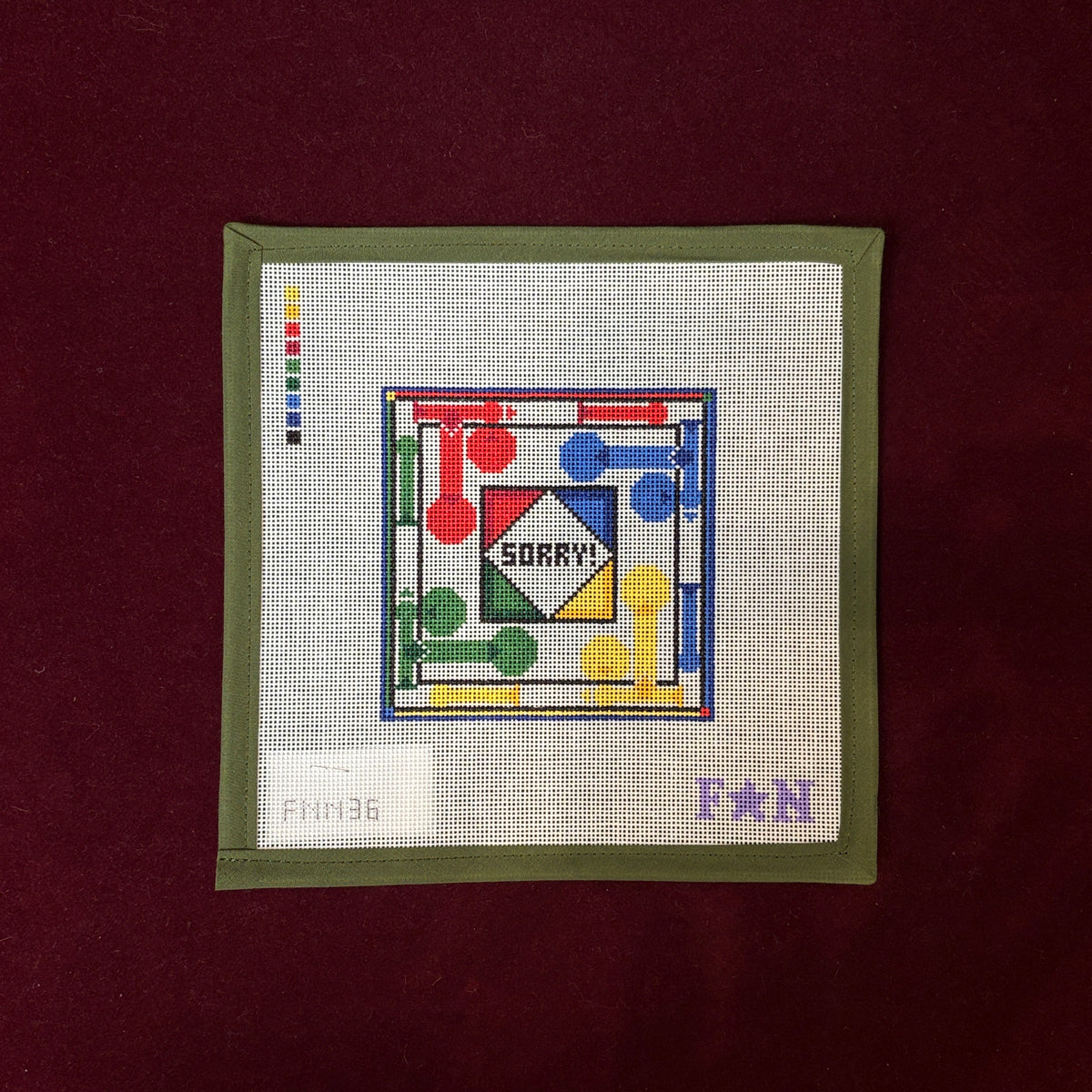 Sorry! Mini Game Board-Needlepoint Canvas-Friday Night Needlepoint-The Pepper Pot Barrington, IL