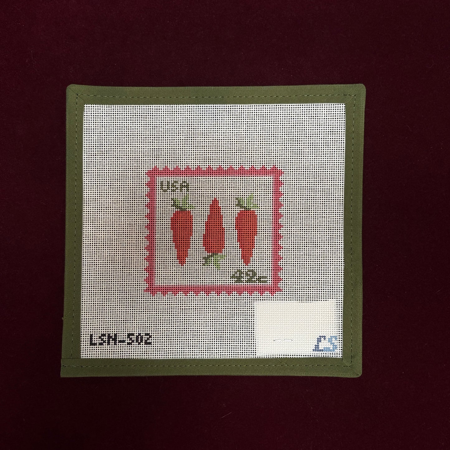 Spring Carrots Postage-Needlepoint Canvas-Lake Shore Needlepoint-The Pepper Pot Barrington, IL