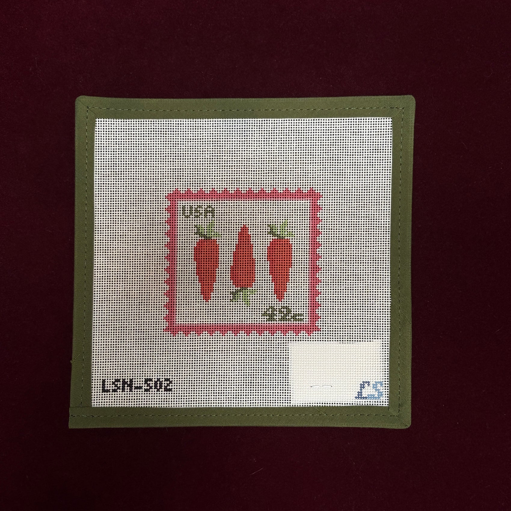 Spring Carrots Postage-Needlepoint Canvas-Lake Shore Needlepoint-The Pepper Pot Barrington, IL