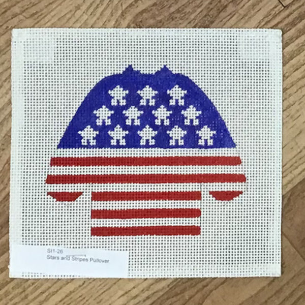 Stars and Stripes Pullover August Trunk Show-Needlepoint Canvas-KCN Designers-The Pepper Pot Barrington, IL