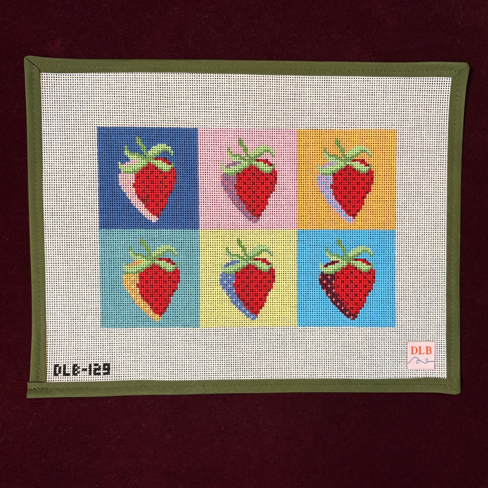 Strawberries-Needlepoint Canvas-Painted Stitch-The Pepper Pot Barrington, IL