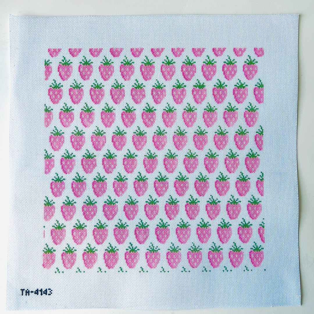 Strawberry Pillow Canvas August Trunk Show-Needlepoint Canvas-KCN Designers-The Pepper Pot Barrington, IL