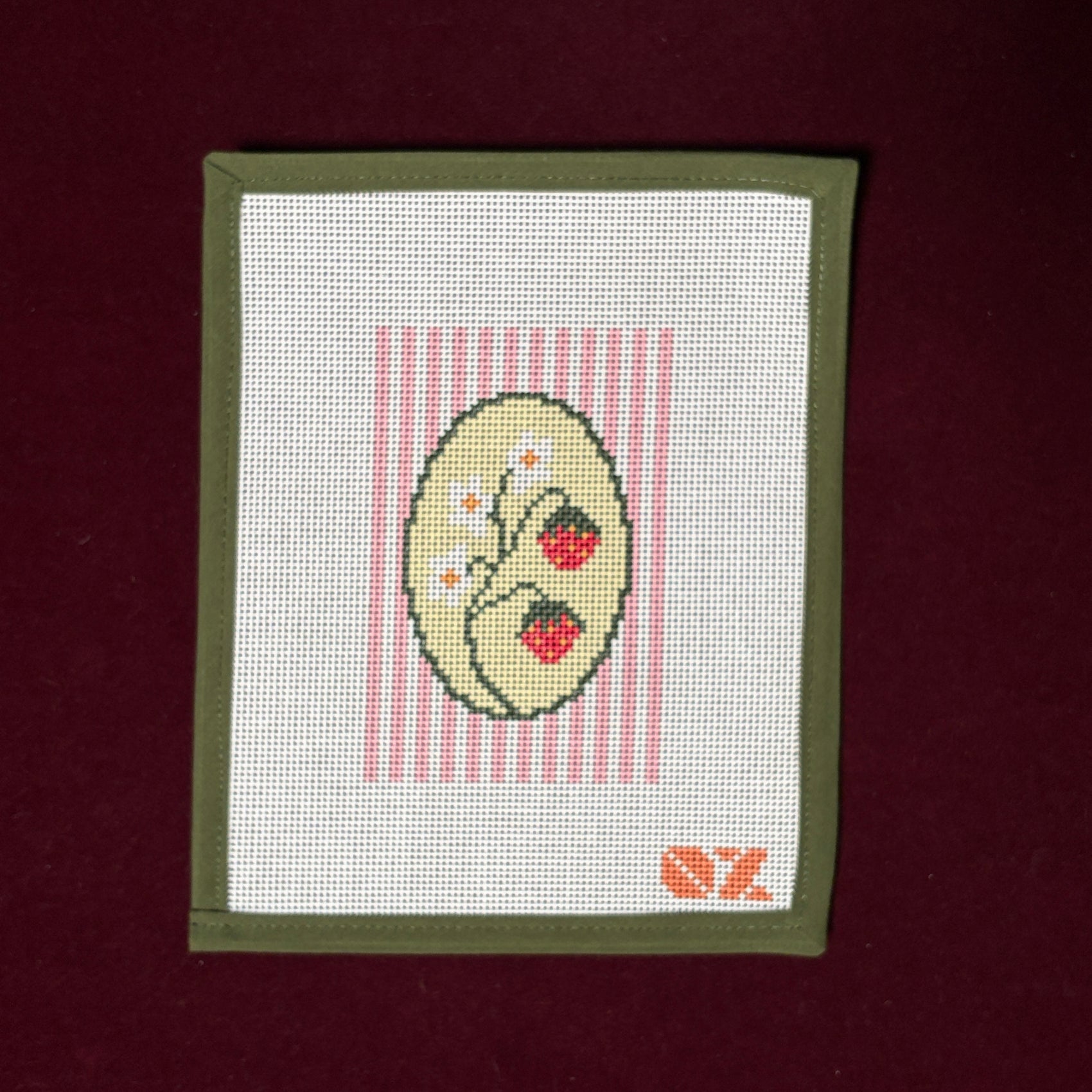 Strawberry Striped Oval-Needlepoint Canvas-Oz Needle and Thread-The Pepper Pot Barrington, IL