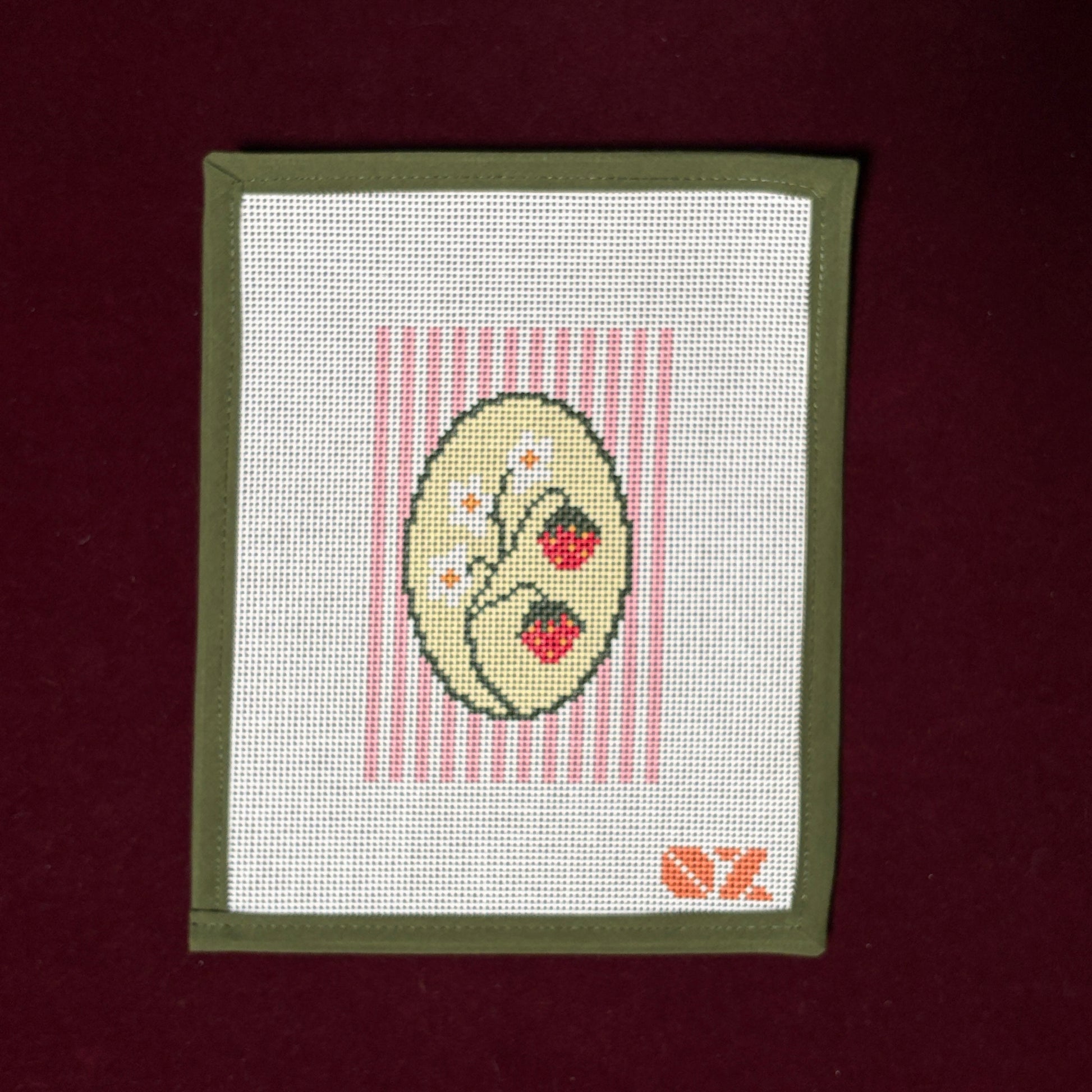 Strawberry Striped Oval-Needlepoint Canvas-Oz Needle and Thread-The Pepper Pot Barrington, IL