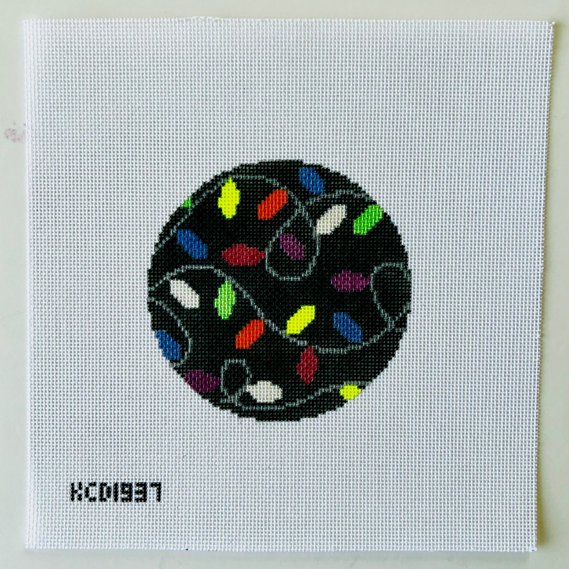 String of Lights Round August Trunk Show-Needlepoint Canvas-KCN Designers-The Pepper Pot Barrington, IL
