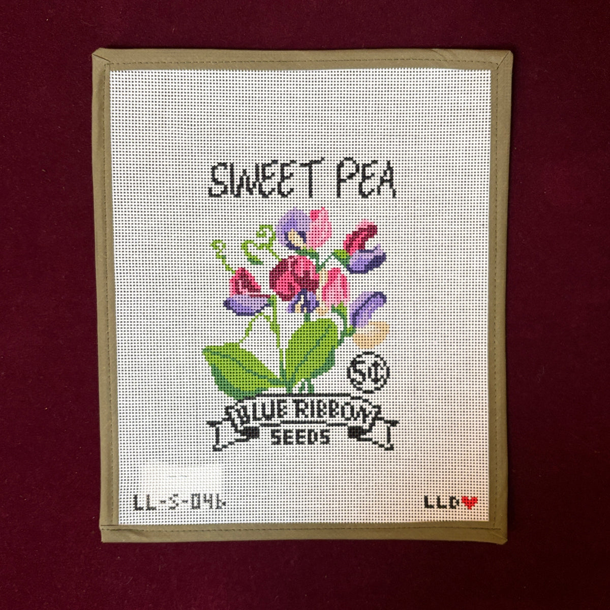 Sweet Pea Seed Packet (13 Mesh)-Needlepoint Canvas-Laura Love Designs-The Pepper Pot Barrington, IL