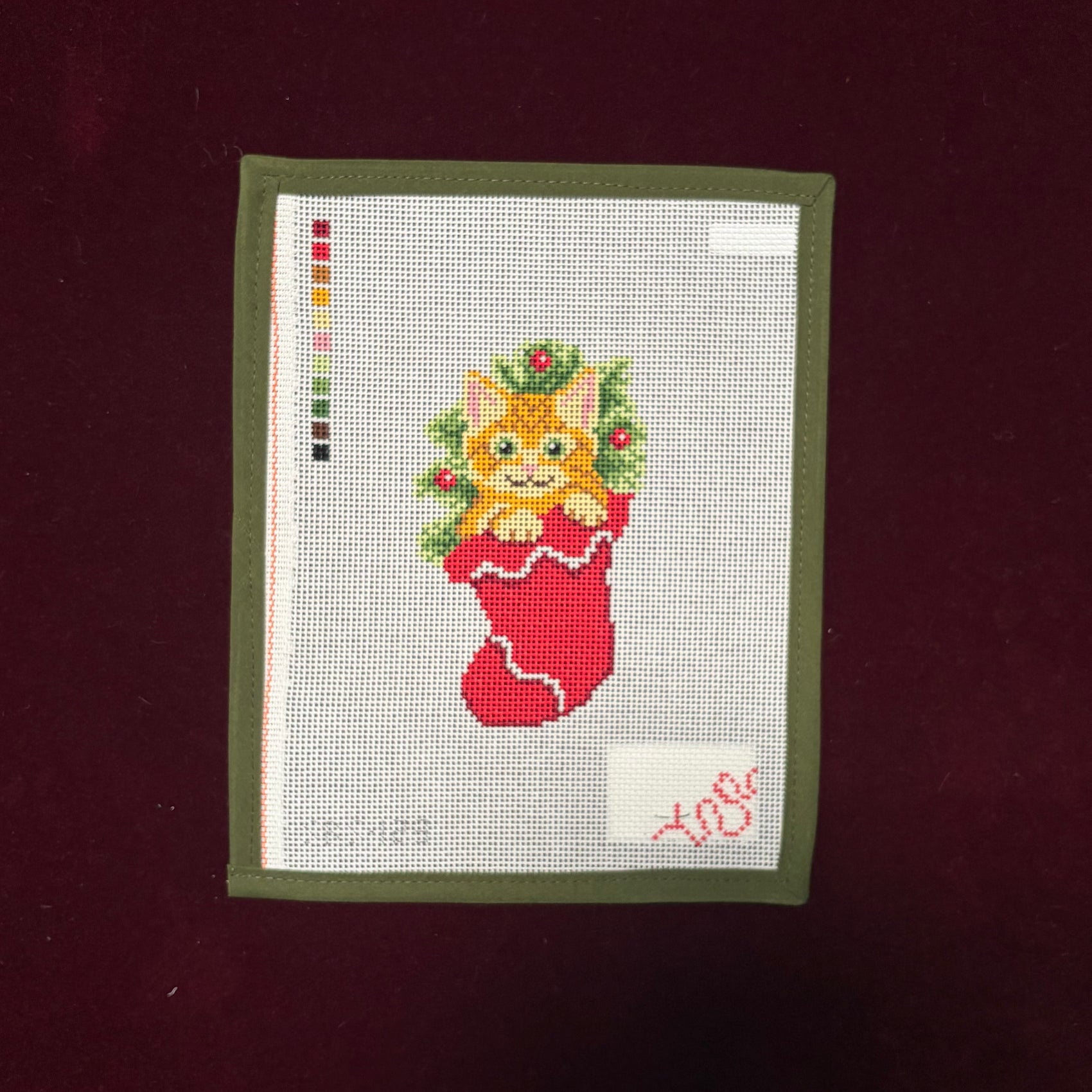 Tabby Kitten in a Stocking-Canvas-Spellbound Stitchery-The Pepper Pot