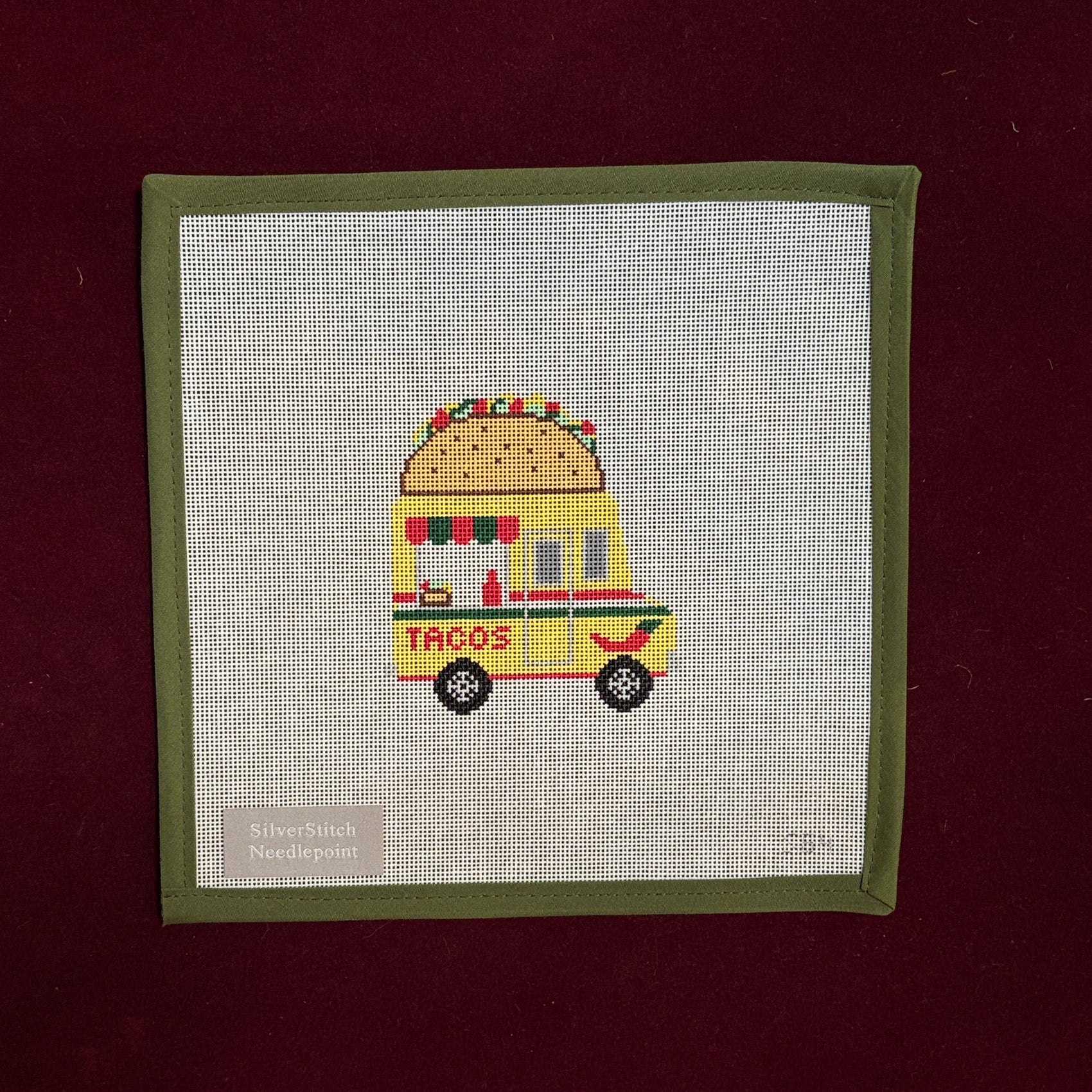 Taco Truck-Needlepoint Canvas-Silverstitch Needlepoint-The Pepper Pot Barrington, IL