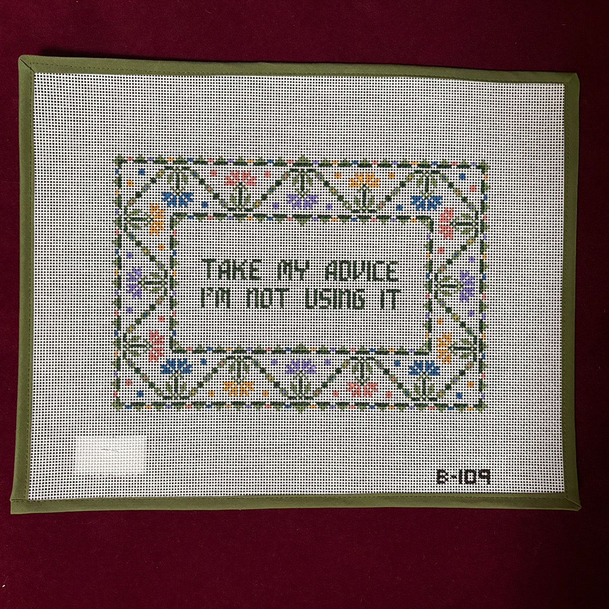 Take My Advice-Needlepoint Canvas-The Meredith Collection-The Pepper Pot Barrington, IL