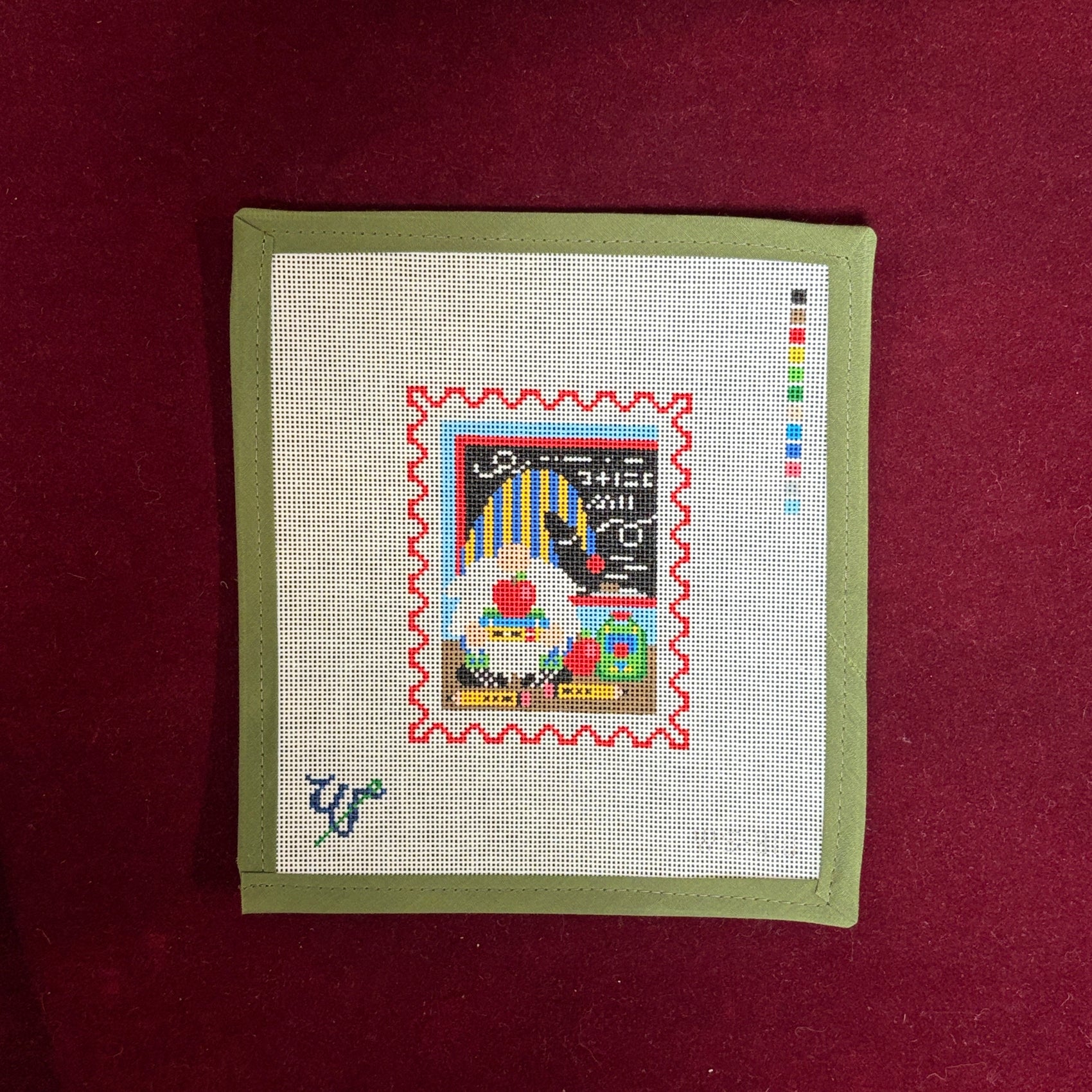 Teacher Appreciation Stamp-Needlepoint Canvas-Wipstitch-The Pepper Pot Barrington, IL