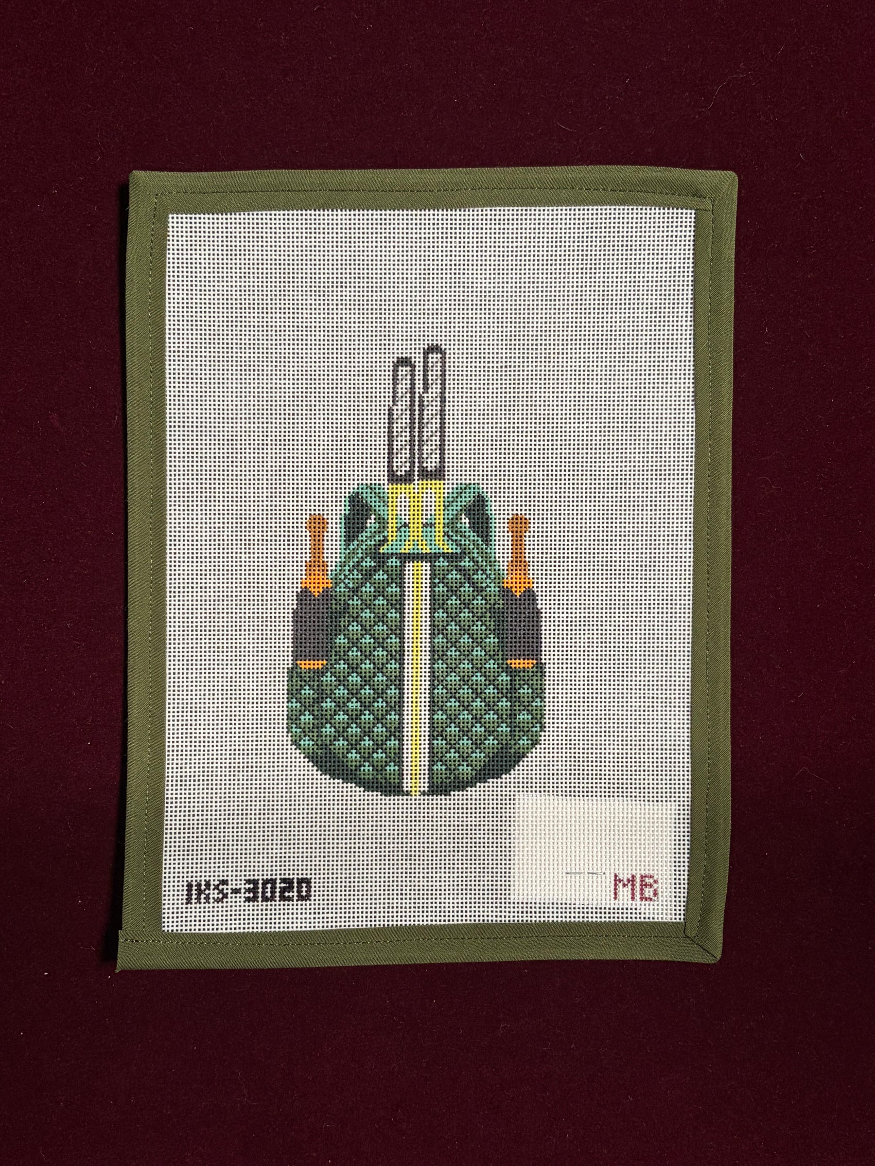 Tennis Bag, Green, Small-Canvas-Initial K-The Pepper Pot
