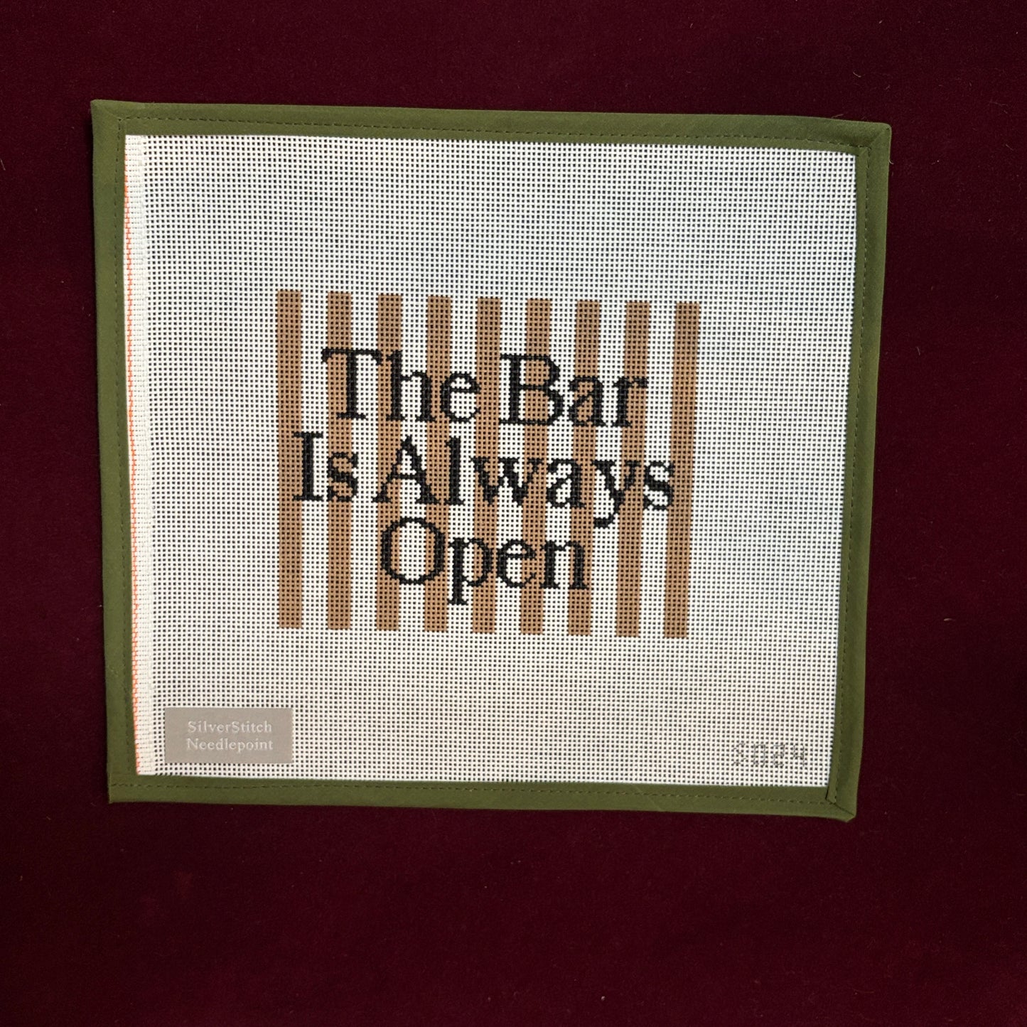 The Bar Is Always Open-Needlepoint Canvas-Silverstitch Needlepoint-The Pepper Pot Barrington, IL