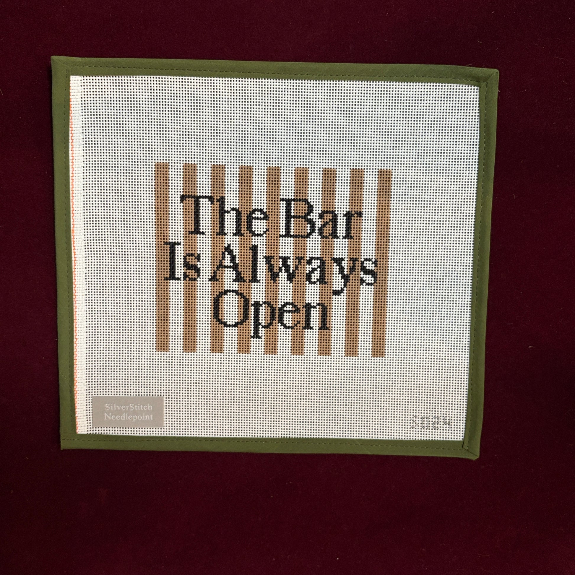 The Bar Is Always Open-Needlepoint Canvas-Silverstitch Needlepoint-The Pepper Pot Barrington, IL