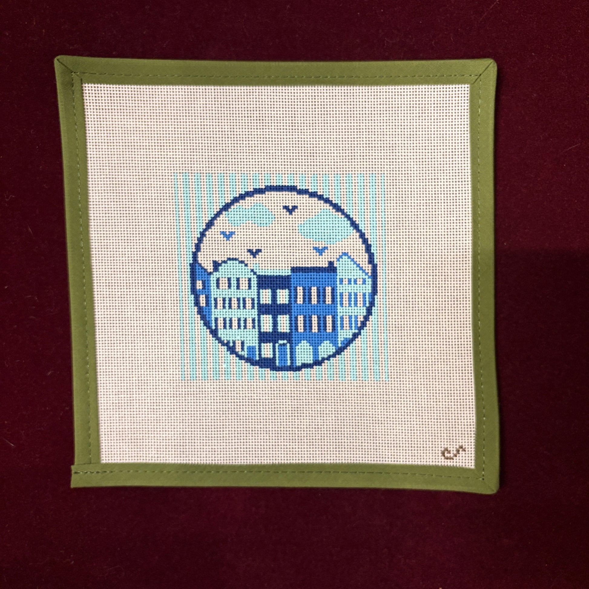 The Charleston (Rainbow Row)-Needlepoint Canvas-Sunday Shoppe-The Pepper Pot Barrington, IL