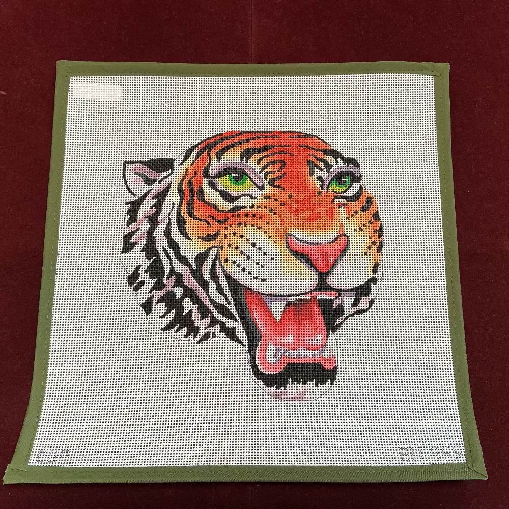 Tiger Head-Needlepoint Canvas-Colors of Praise-The Pepper Pot Barrington, IL