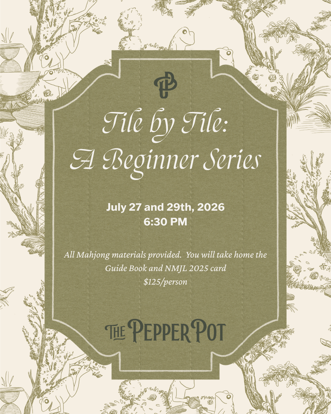 Tile by Tile: A Beginner Series, July 27 and 29th-Event-The Pepper Pot-The Pepper Pot